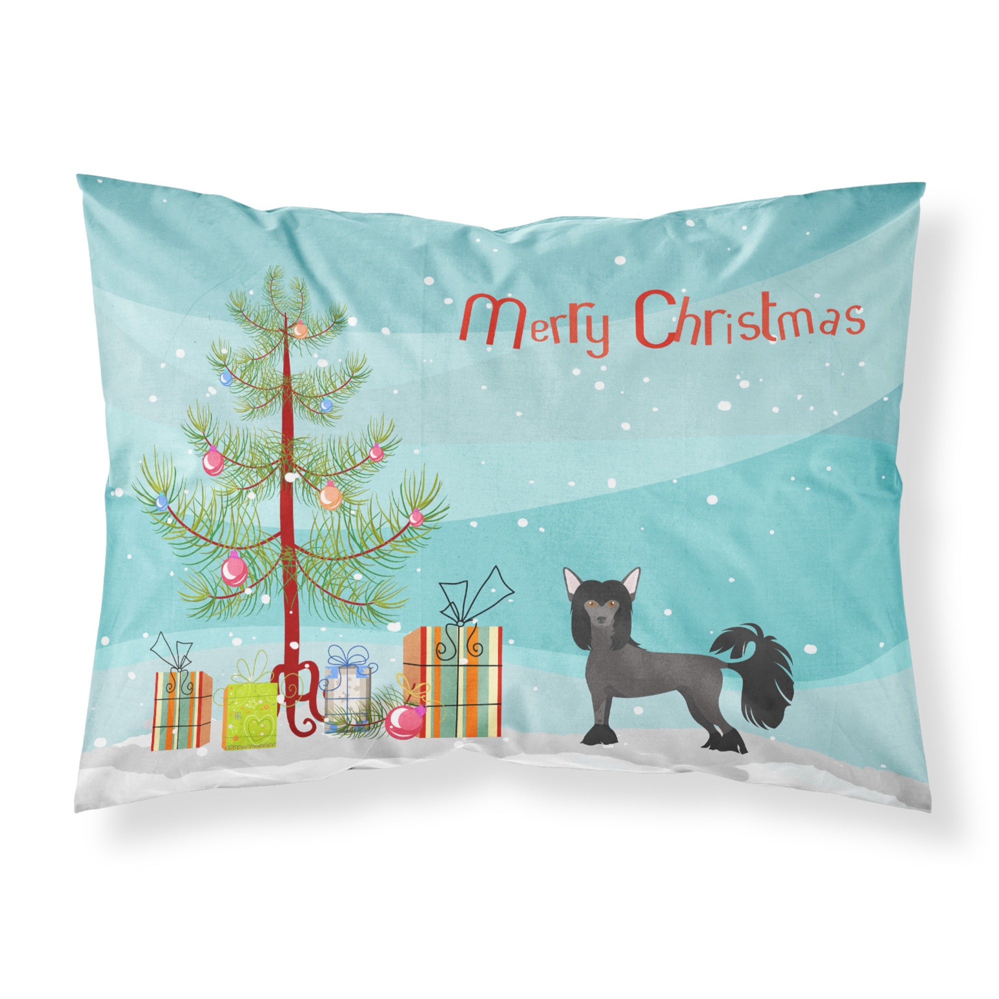'Caroline'S Treasures Chinese Crested Christmas Tree Fabric Standard Pillowcases, Multicolor'