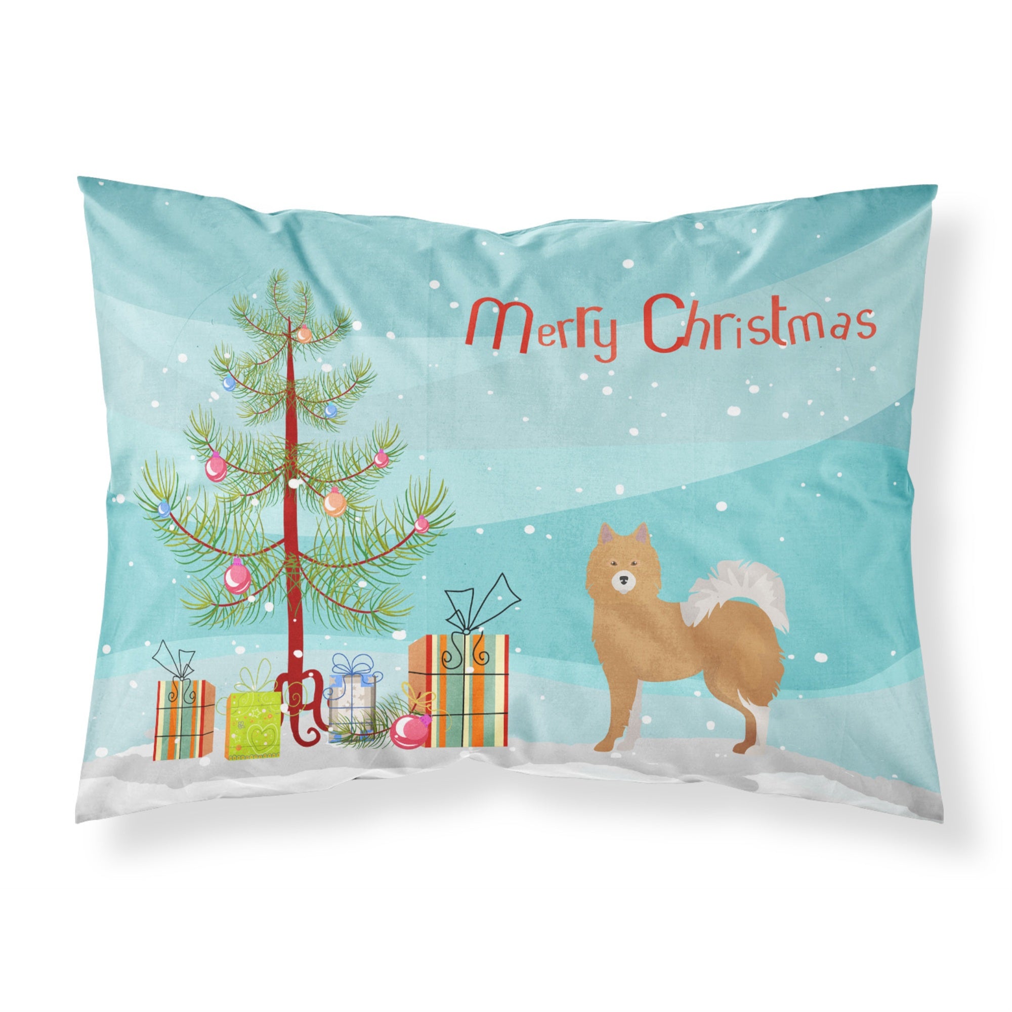 'Caroline'S Treasures Brown & White Elo Dog Christmas Tree Fabric Standard Pillowcases, Multicolor'