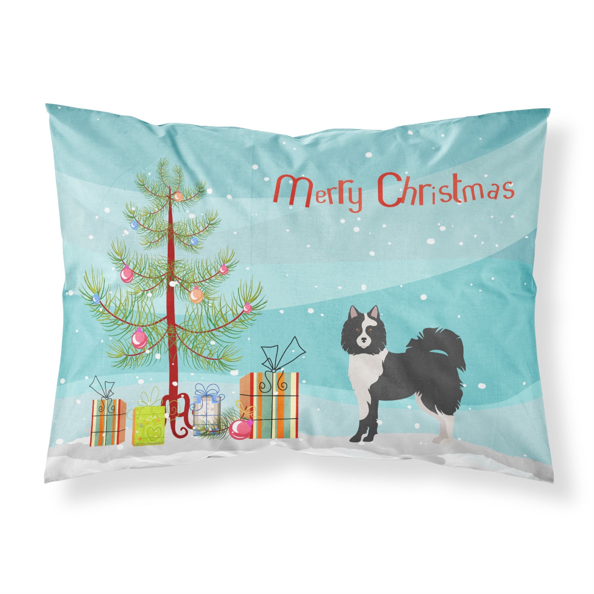 'Caroline'S Treasures Black And White Elo Dog Christmas Tree Fabric Standard Pillowcases, Multicolor'