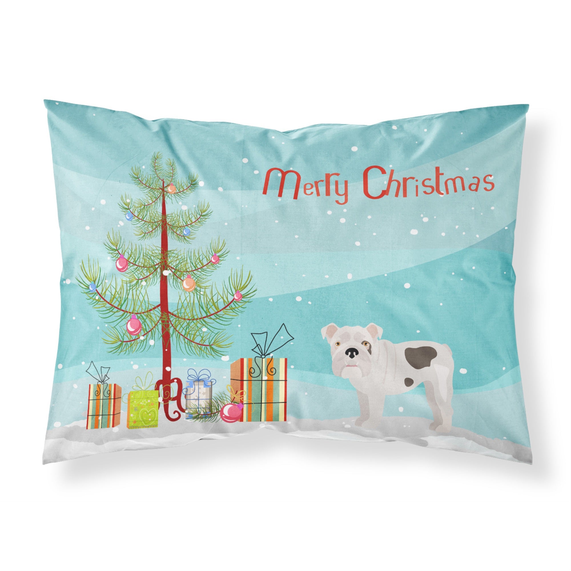 'Caroline'S Treasures, English Bulldog Christmas Tree Fabric Standard Pillowcases, Multicolor'