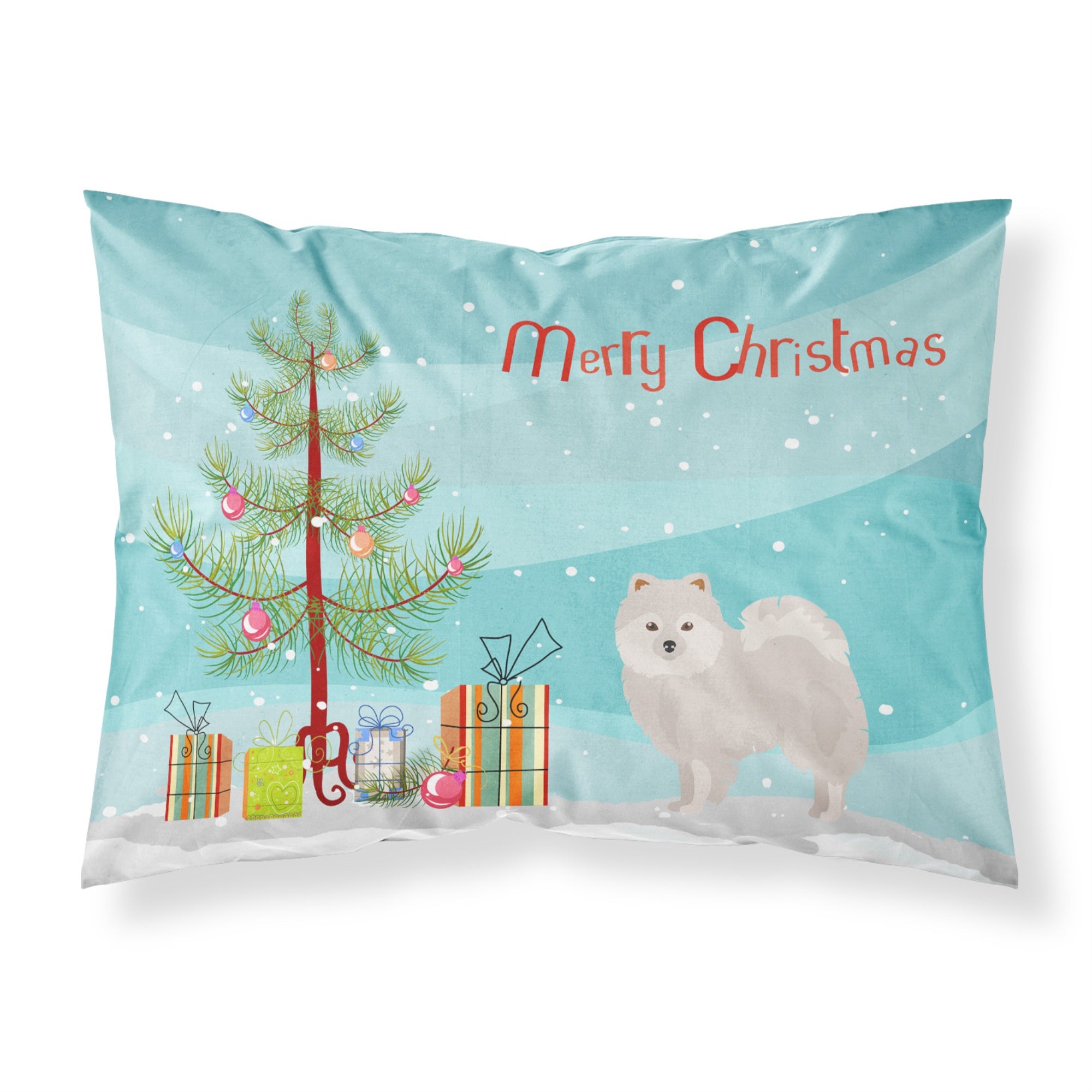 'Caroline'S Treasures Japanese Spitz Christmas Tree Fabric Standard Pillowcases, Multicolor'