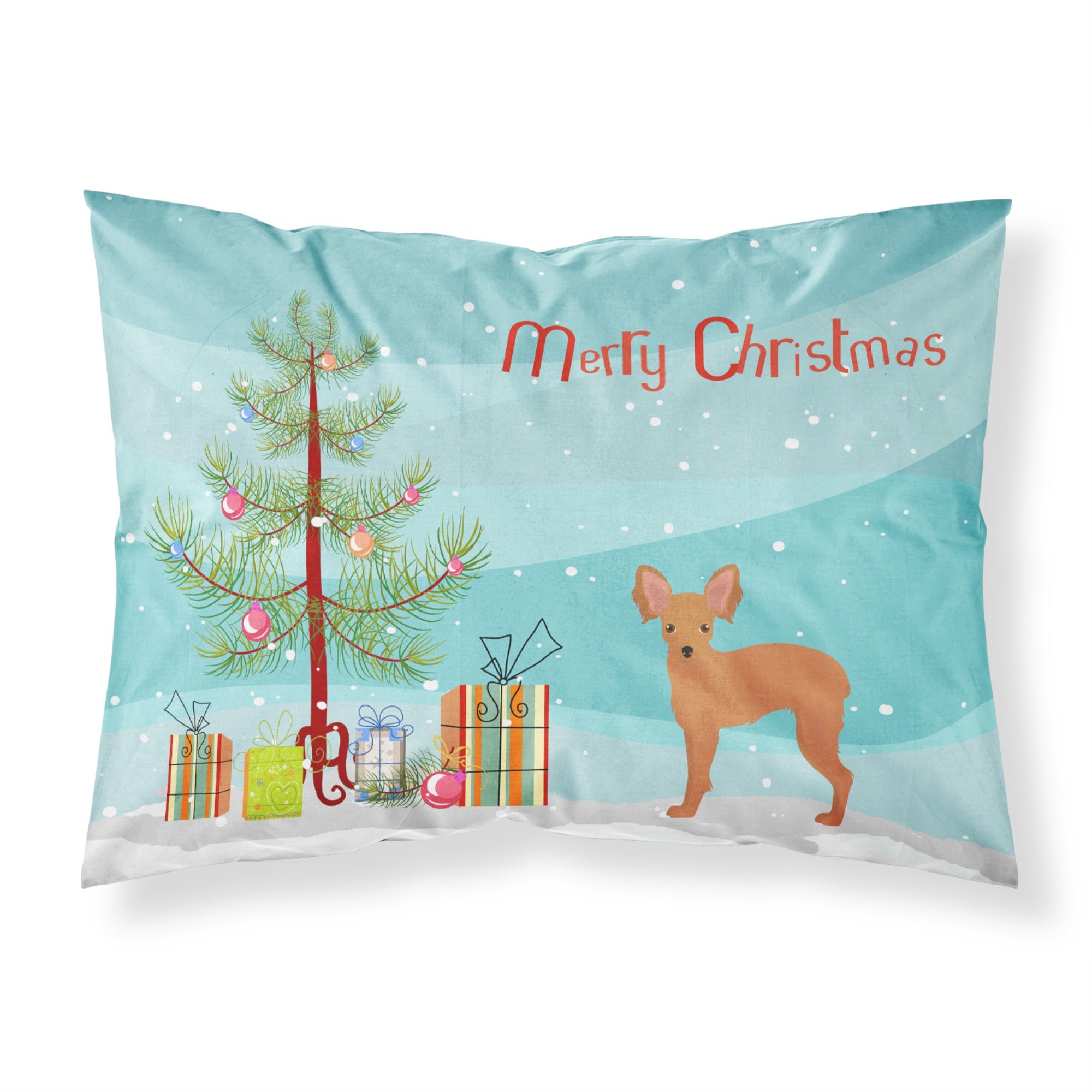 'Caroline'S Treasures Russkiy Russian Toy Terrier Christmas Tree Fabric Standard Pillowcases, Multicolor'
