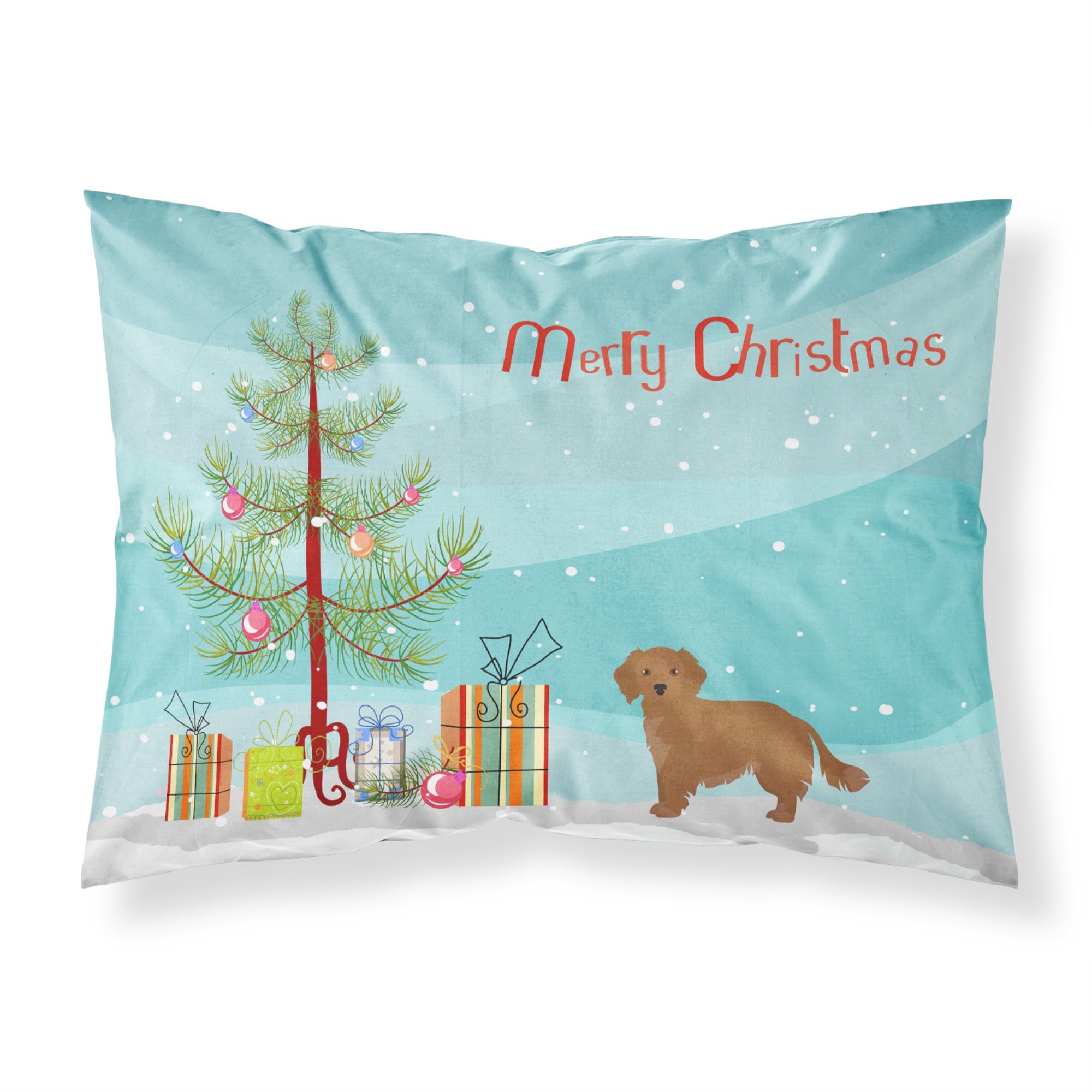 'Caroline'S Treasures Small Greek Domestic Dog Kokoni Christmas Tree Fabric Standard Pillowcases, Multicolor'