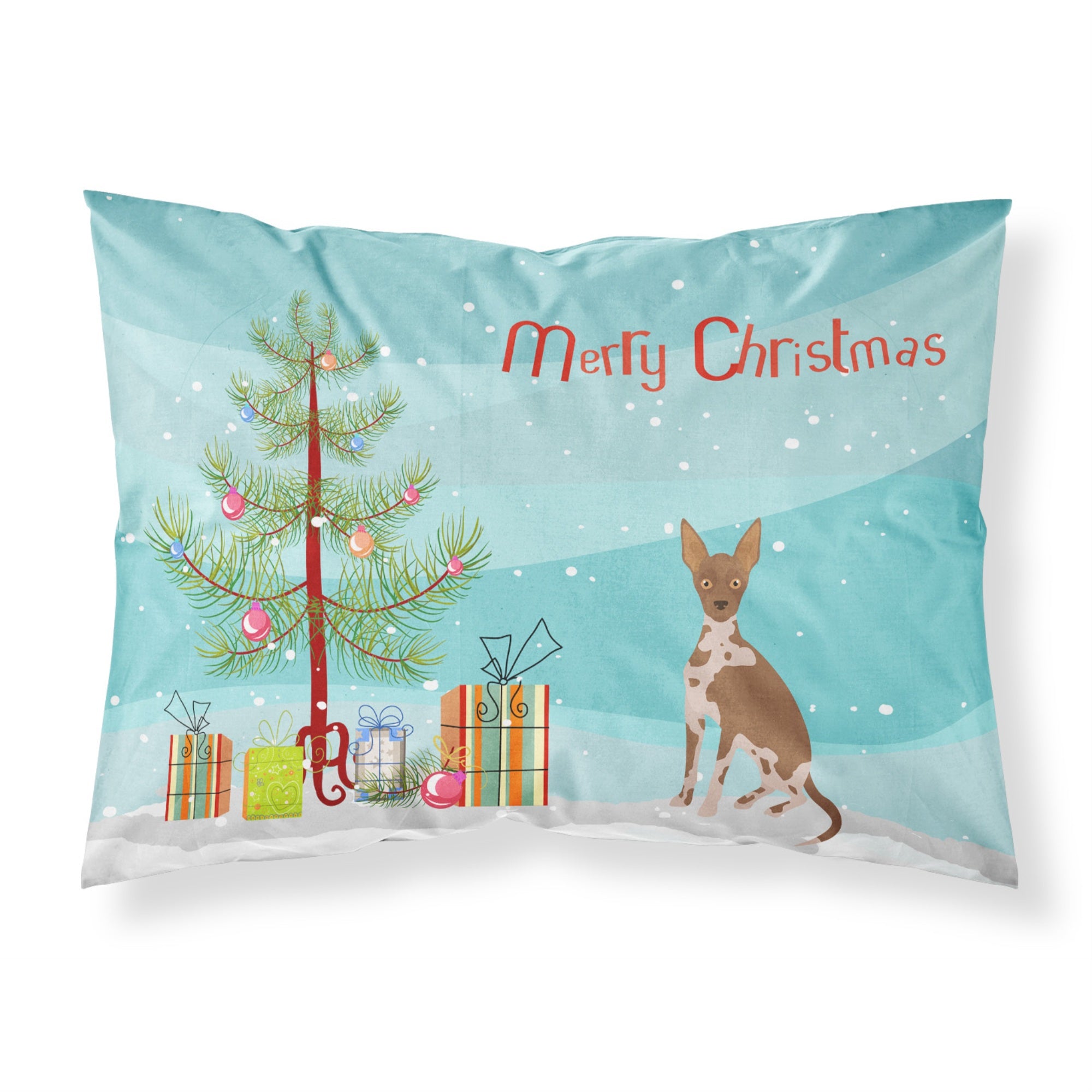 'Caroline'S Treasures Tan Abyssinian Or African Hairless Dog Christmas Tree Fabric Standard Pillowcases, Multicolor'
