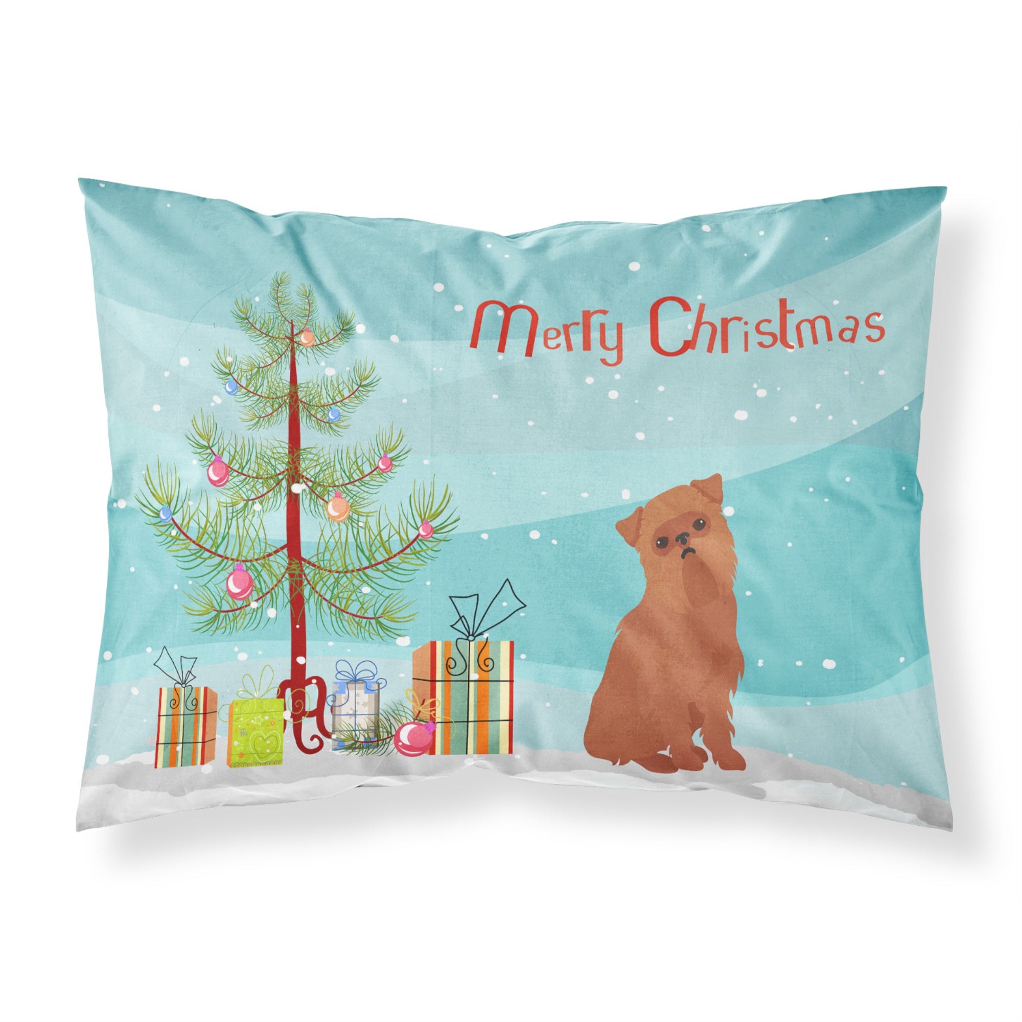 'Caroline'S Treasures Brussels Griffon Christmas Tree Fabric Standard Pillowcases, Multicolor'
