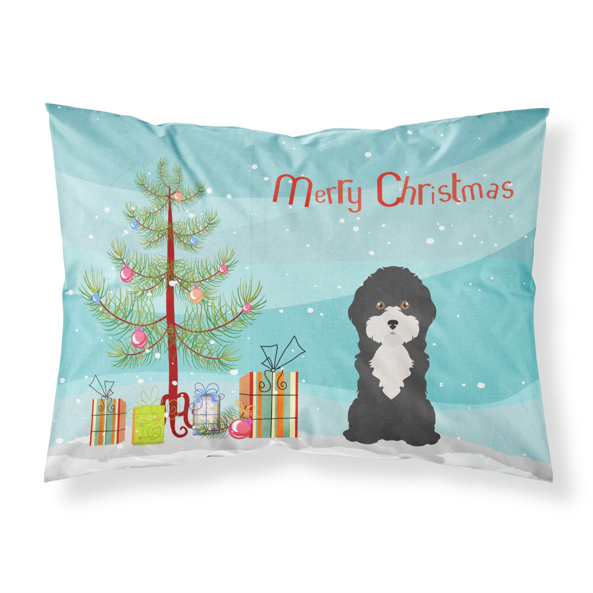 'Caroline'S Treasures Black And White Cyprus Poodle Christmas Tree Fabric Standard Pillowcases, Multicolor'