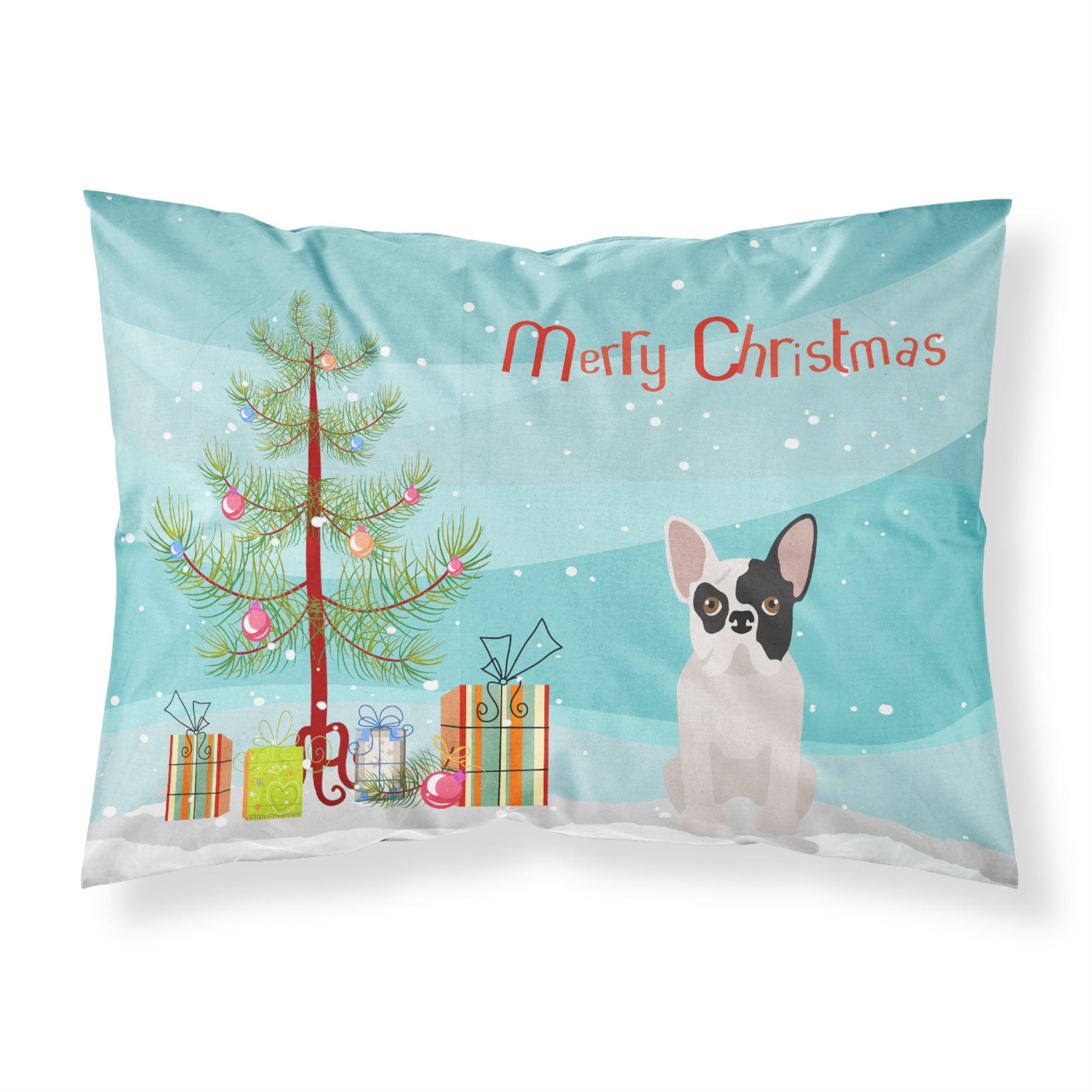 'Caroline'S Treasures Black And White French Bulldog Christmas Tree Fabric Standard Pillowcases, Multicolor'