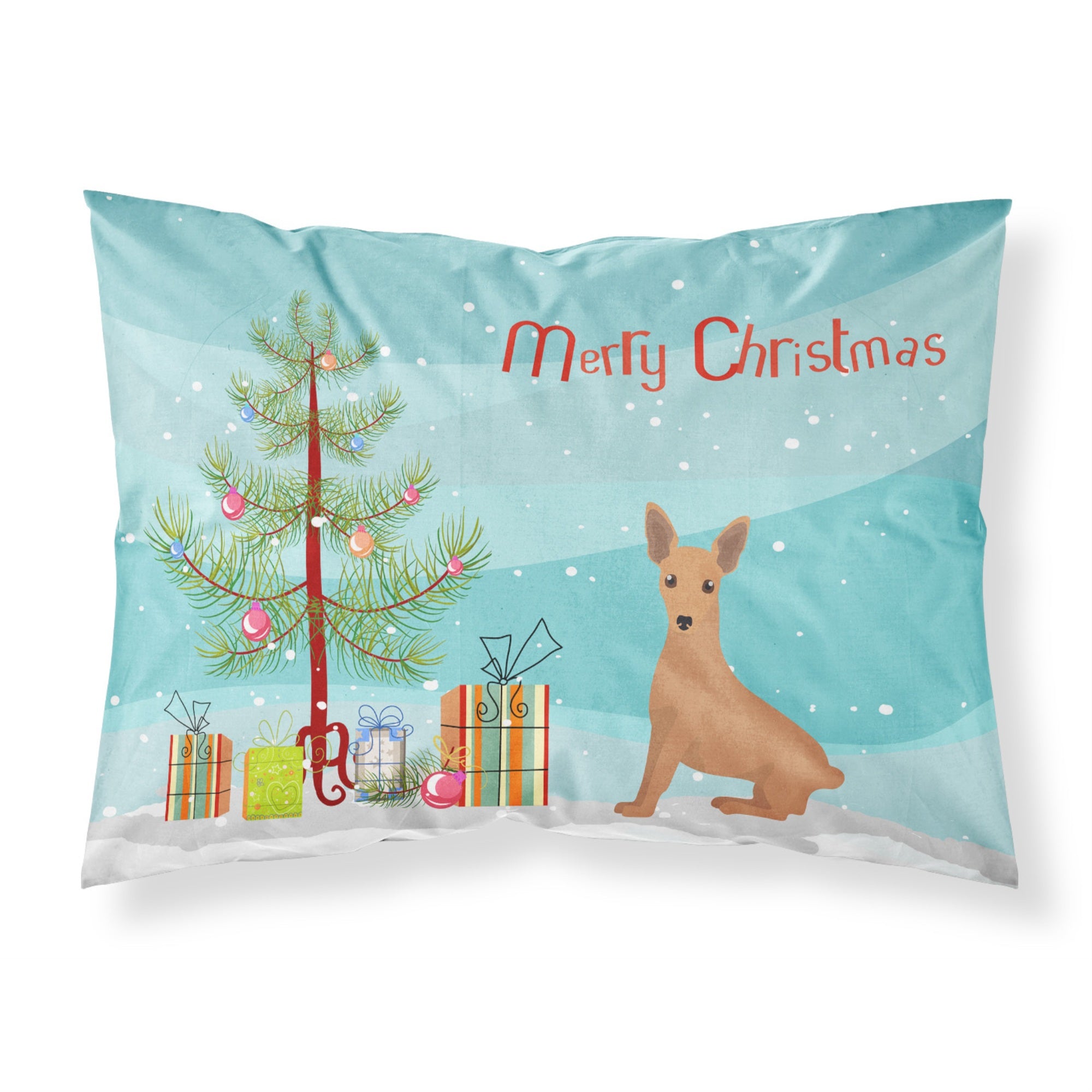 'Caroline'S Treasures Miniature Pinscher Christmas Tree Fabric Standard Pillowcases, Multicolor'
