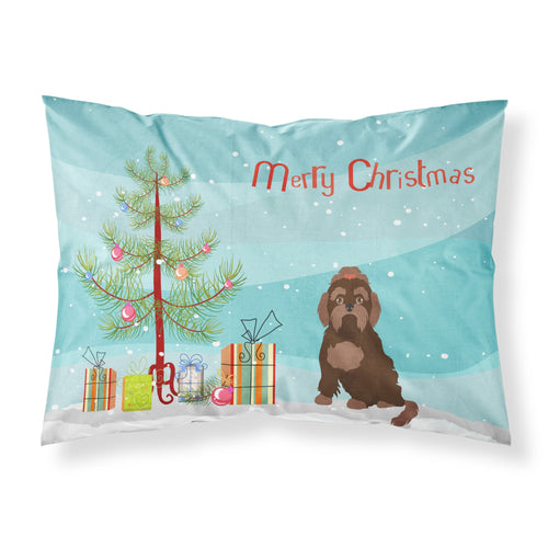 'Caroline'S Treasures Brown Russian Tsvetnaya Bolonka Lap Dog Christmas Tree Fabric Standard Pillowcases, Multicolor'