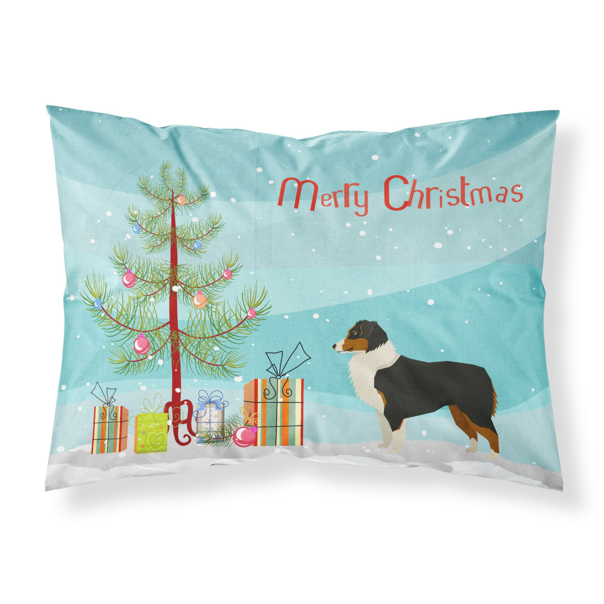 'Caroline'S Treasures Australian Shepherd Christmas Tree Fabric Standard Pillowcases, Multicolor'