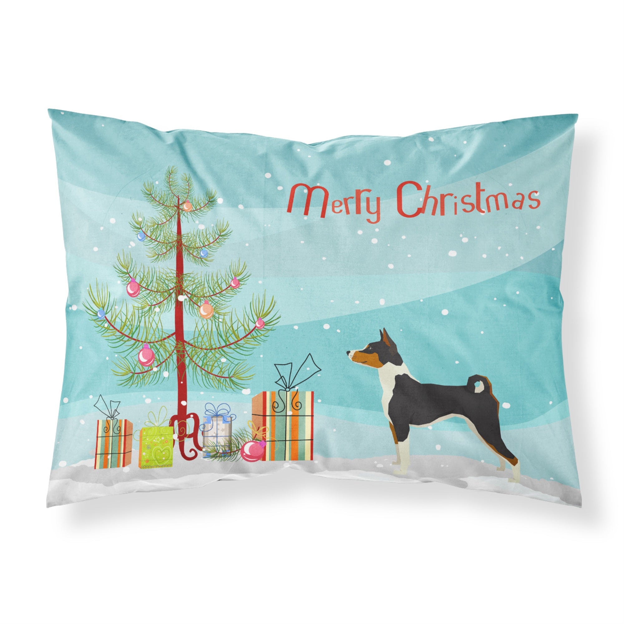 'Caroline'S Treasures Basenji Christmas Tree Fabric Standard Pillowcases, Multicolor'