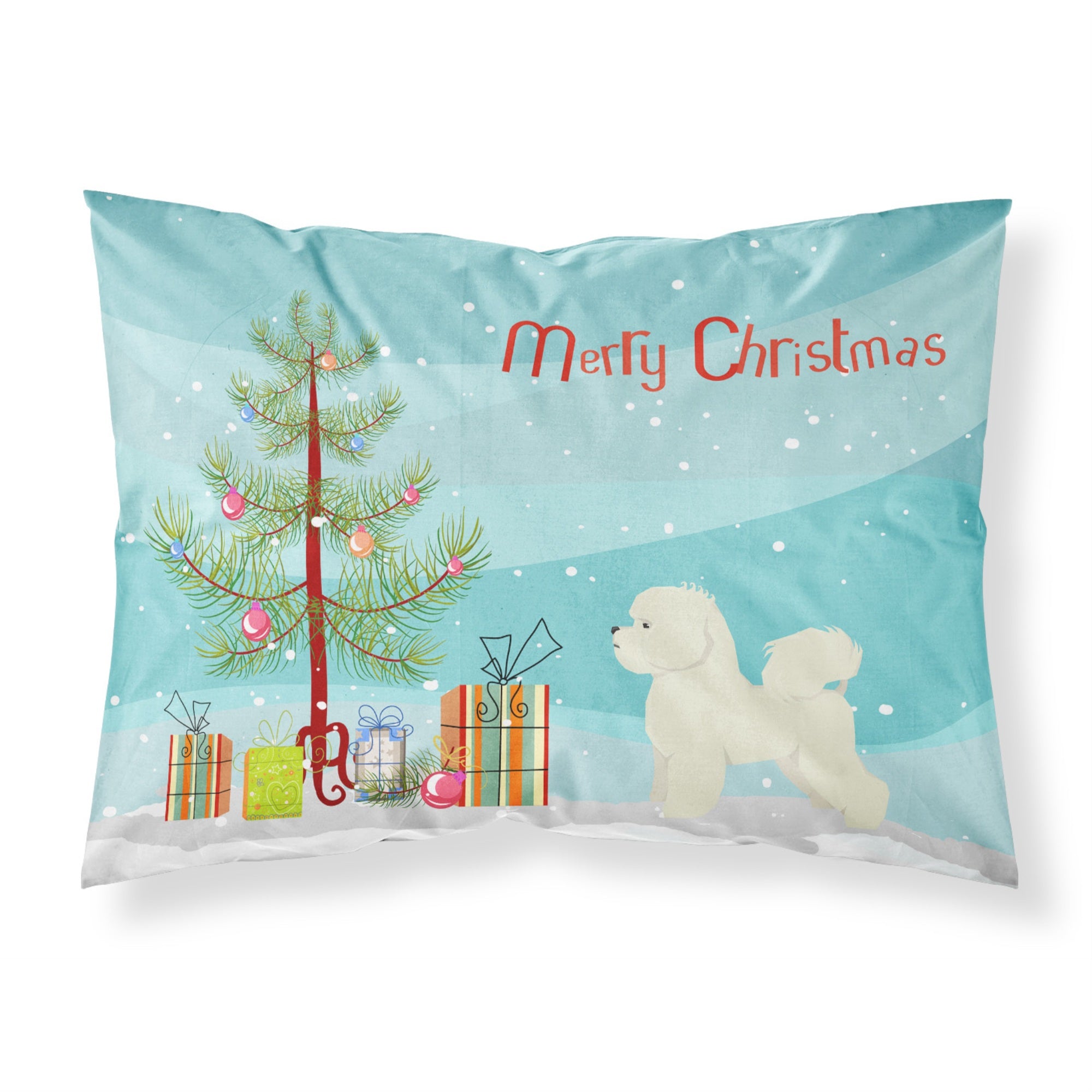 'Caroline'S Treasures Bichon Frise Christmas Tree Fabric Standard Pillowcases, Multicolor'