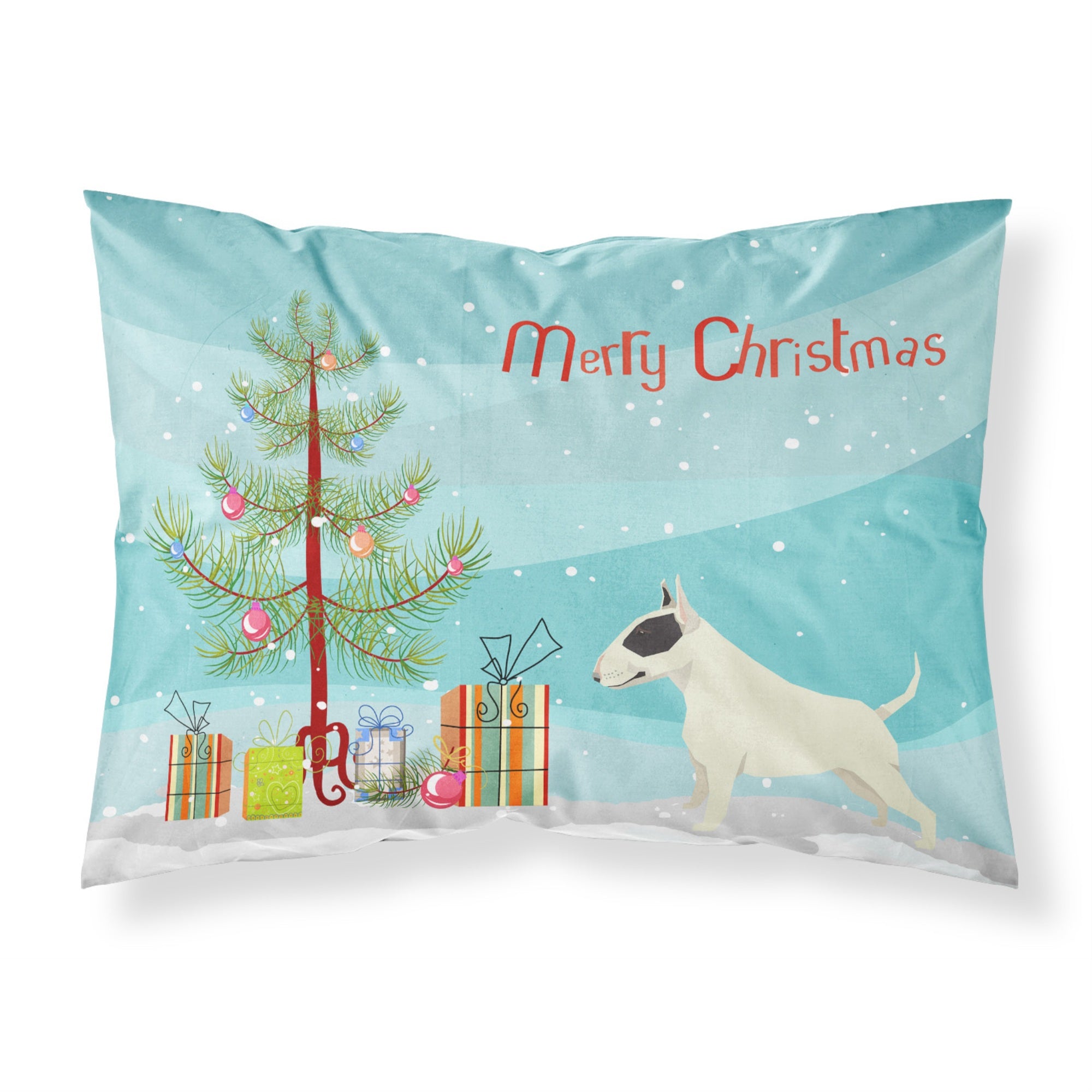 'Caroline'S Treasures Black And White Bull Terrier Christmas Tree Fabric Standard Pillowcases, Multicolor'