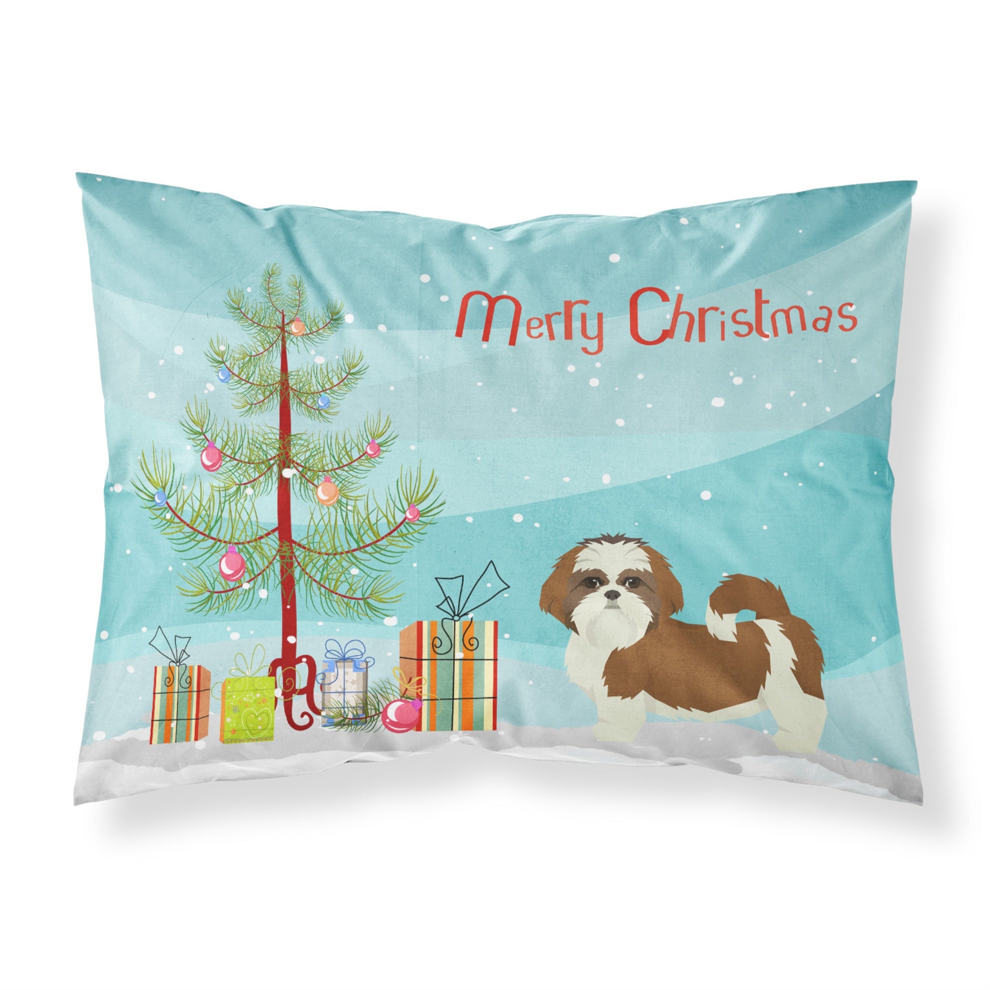 'Caroline'S Treasures Shih Tzu Christmas Tree Fabric Standard Pillowcases, Multicolor'