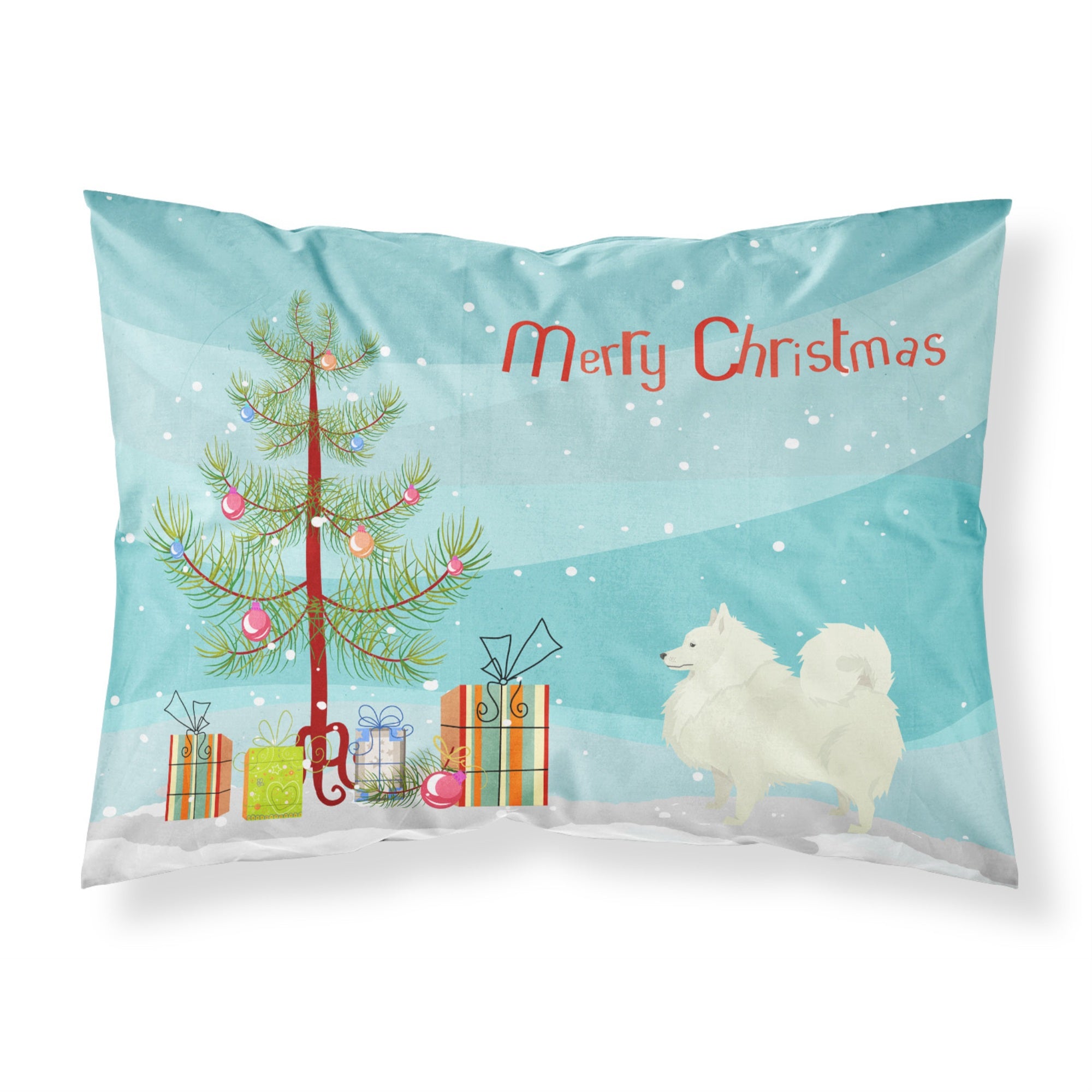 'Caroline'S Treasures Spitz Christmas Tree Fabric Standard Pillowcases, Multicolor'