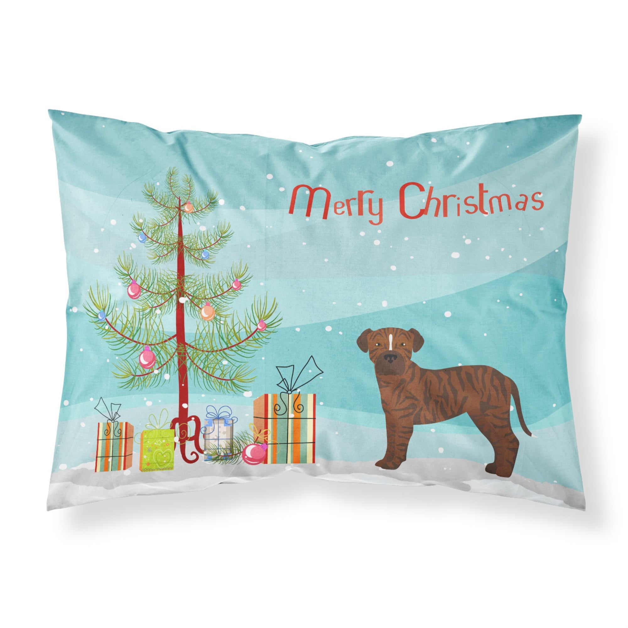 'Caroline'S Treasures Bullboxer Christmas Tree Fabric Standard Pillowcases, Multicolor'