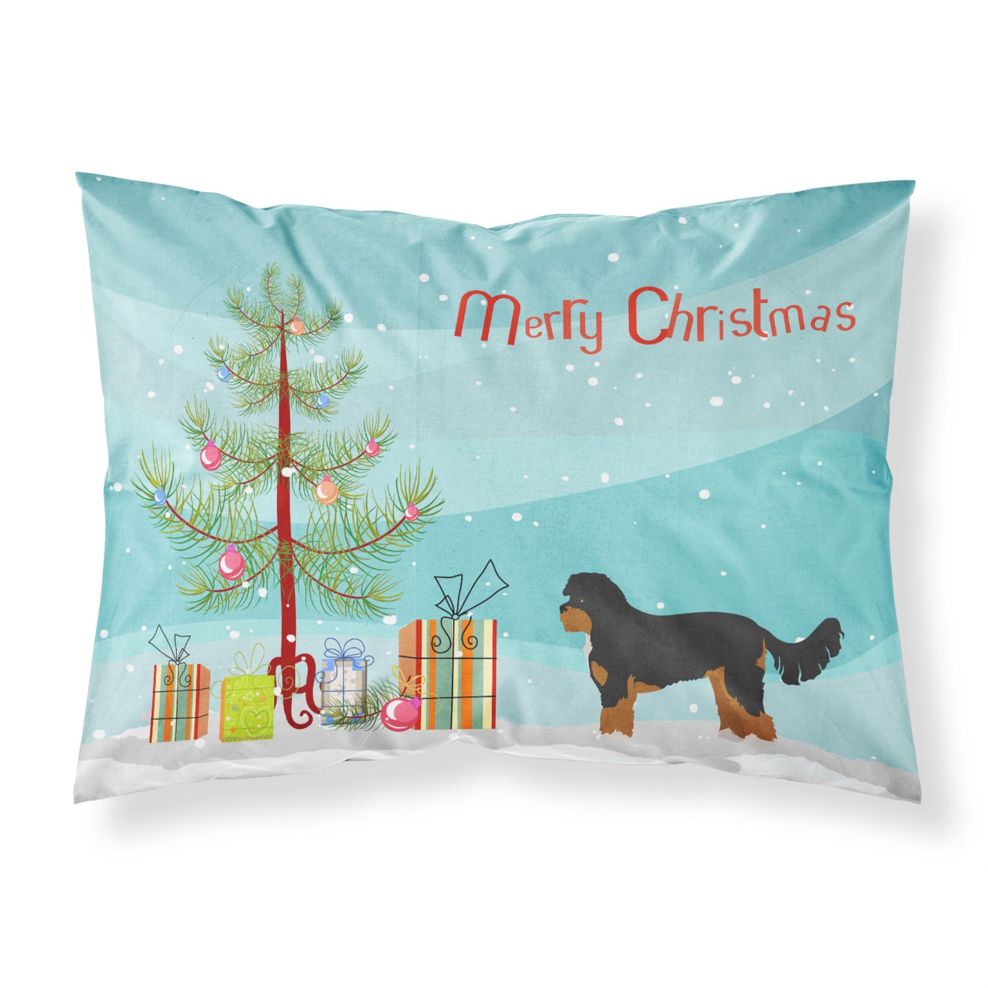 'Caroline'S Treasures Black And Tan Cavapoo Christmas Tree Fabric Standard Pillowcases, Multicolor'