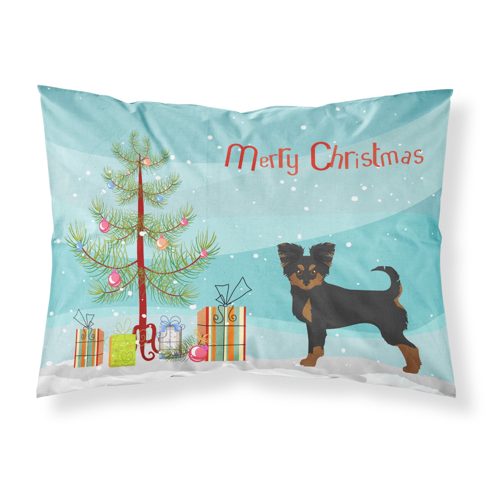 'Caroline'S Treasures Black And Tan Chion Christmas Tree Fabric Standard Pillowcases, Multicolor'