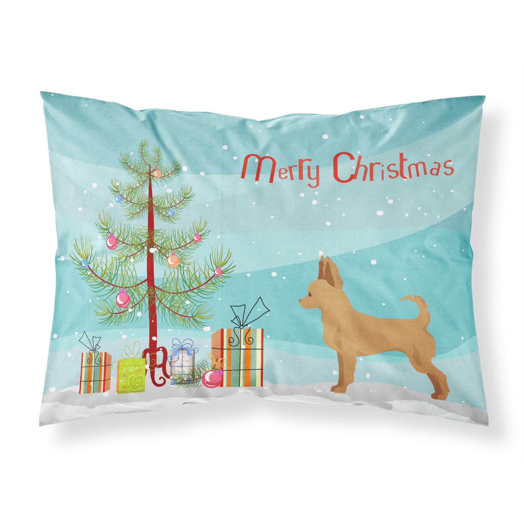 'Caroline'S Treasures Tan Chion Christmas Tree Fabric Standard Pillowcases, Multicolor'