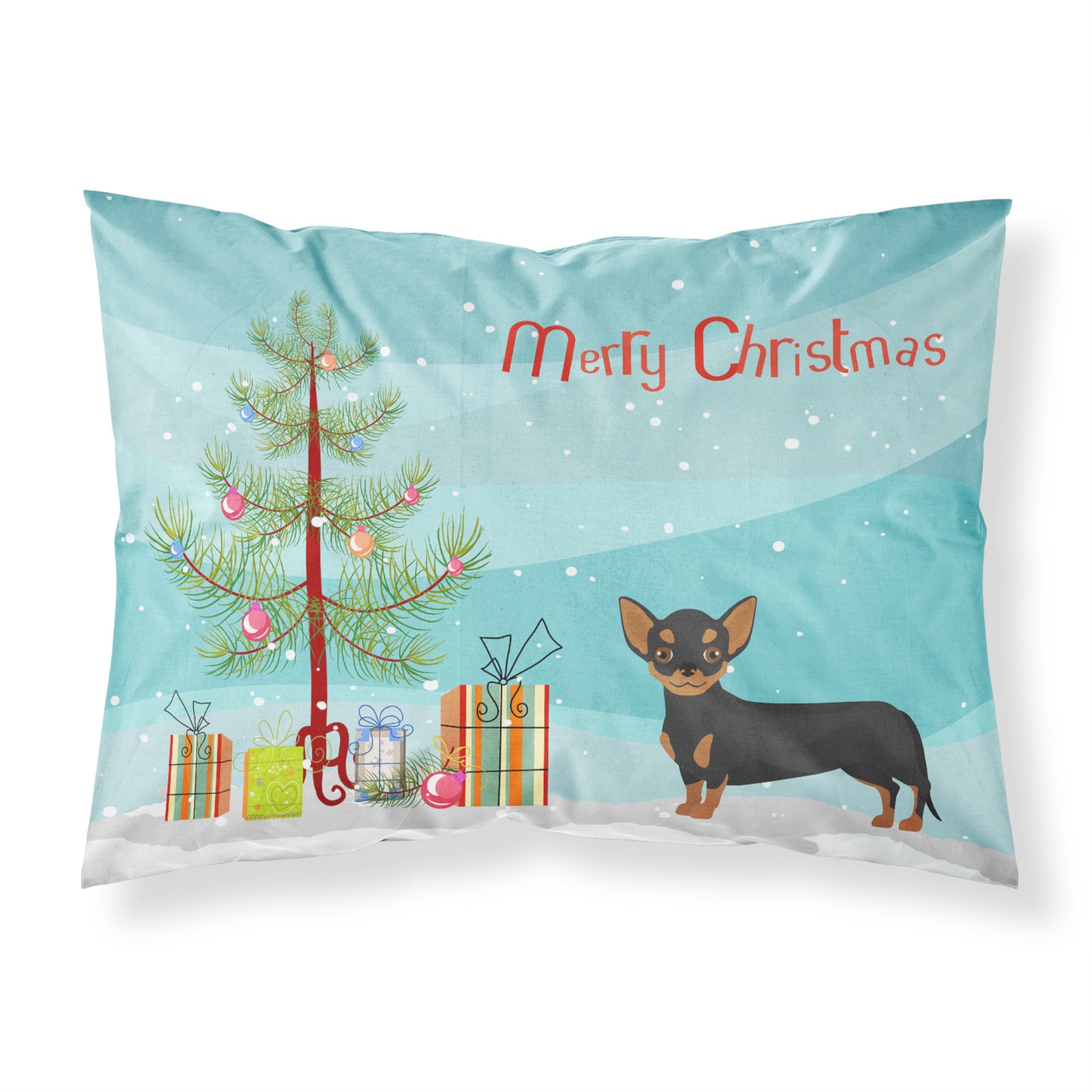 'Caroline'S Treasures Black And Tan Chiweenie Christmas Tree Fabric Standard Pillowcases, Multicolor'