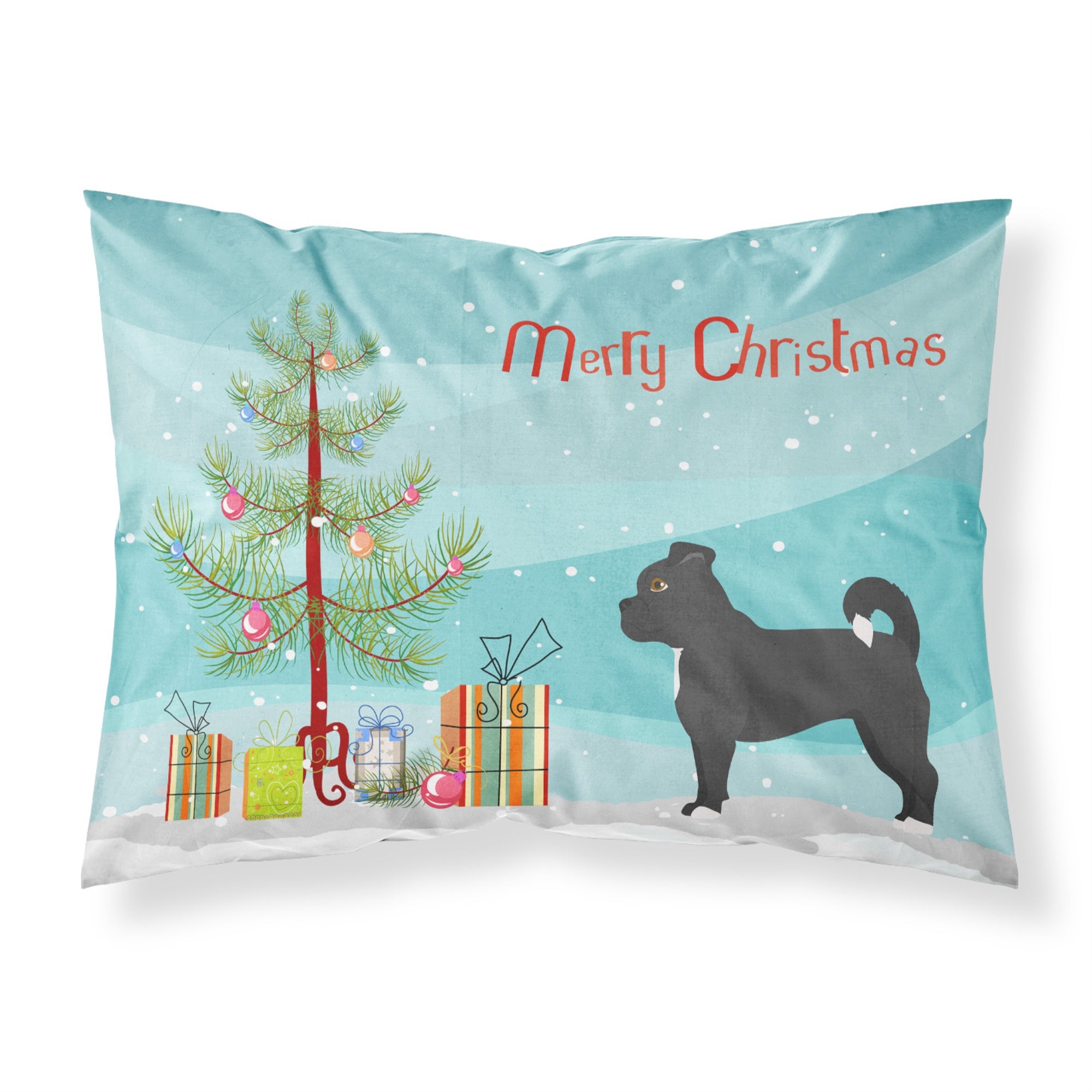 'Caroline'S Treasures Black Chug Christmas Tree Fabric Standard Pillowcases, Multicolor'