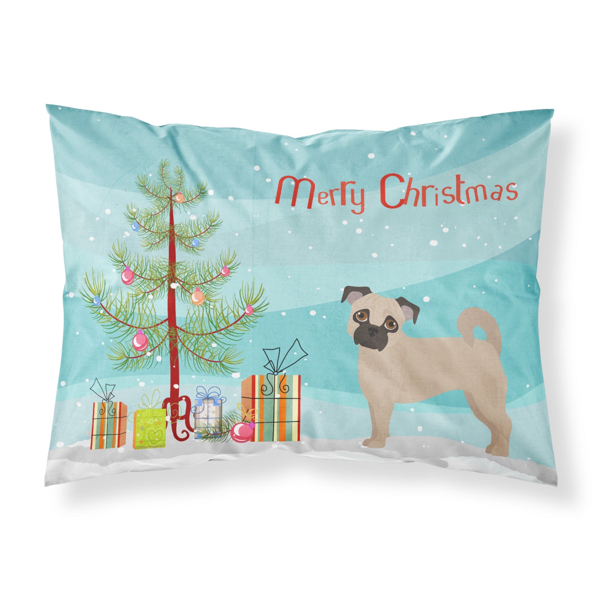 'Caroline'S Treasures Fawn Chug Christmas Tree Fabric Standard Pillowcases, Multicolor'