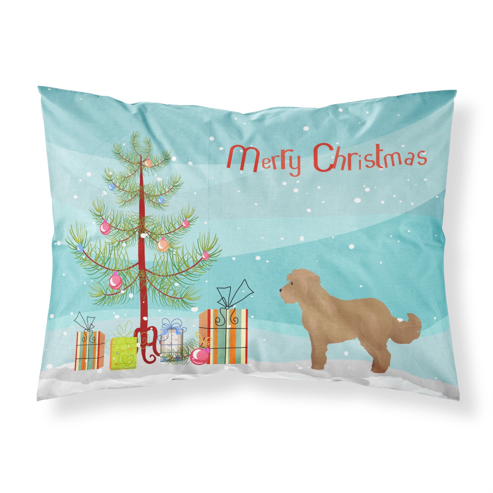 'Caroline'S Treasures Tan Cockapoo Christmas Tree Fabric Standard Pillowcases, Multicolor'