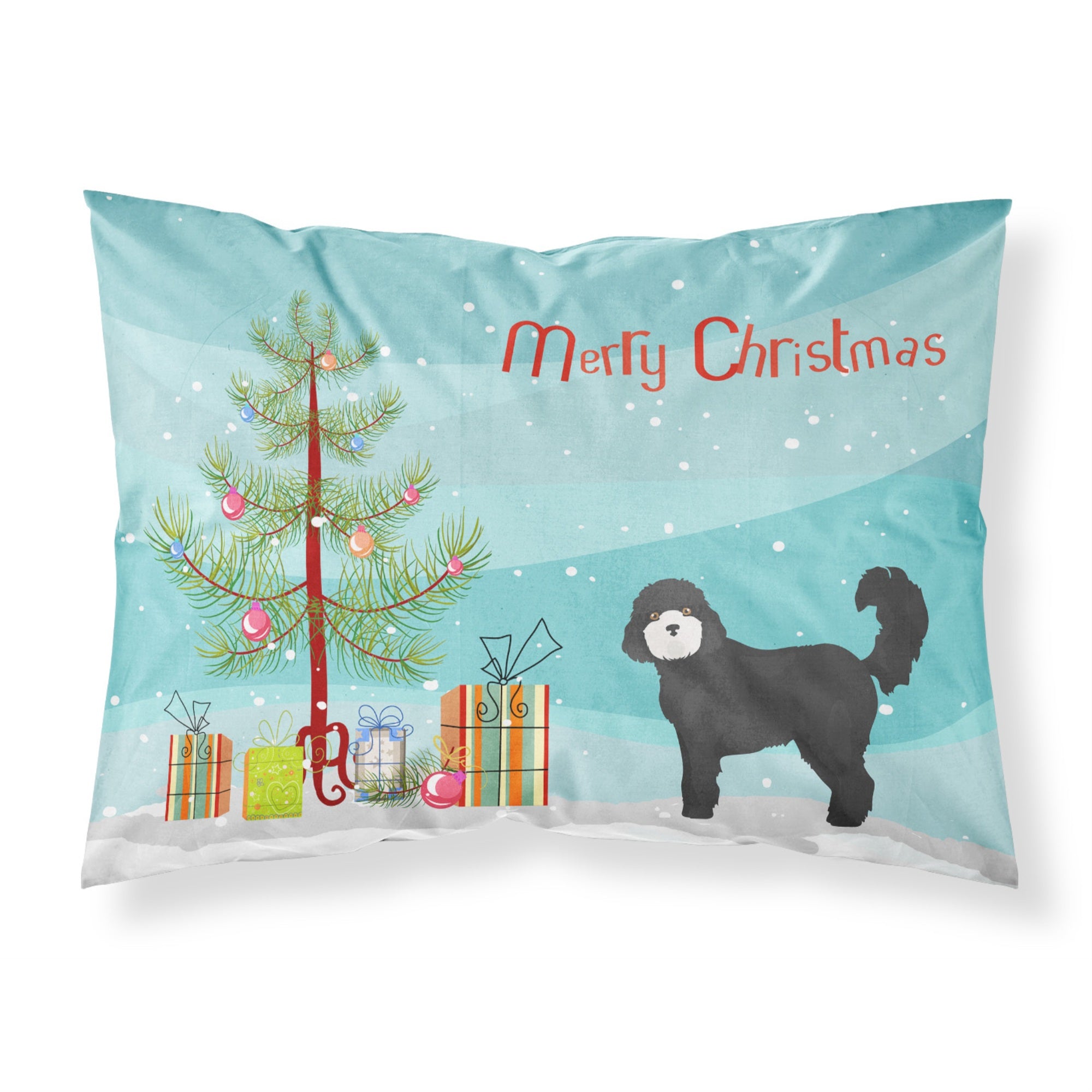 'Caroline'S Treasures Black Cockapoo Christmas Tree Fabric Standard Pillowcases, Multicolor'
