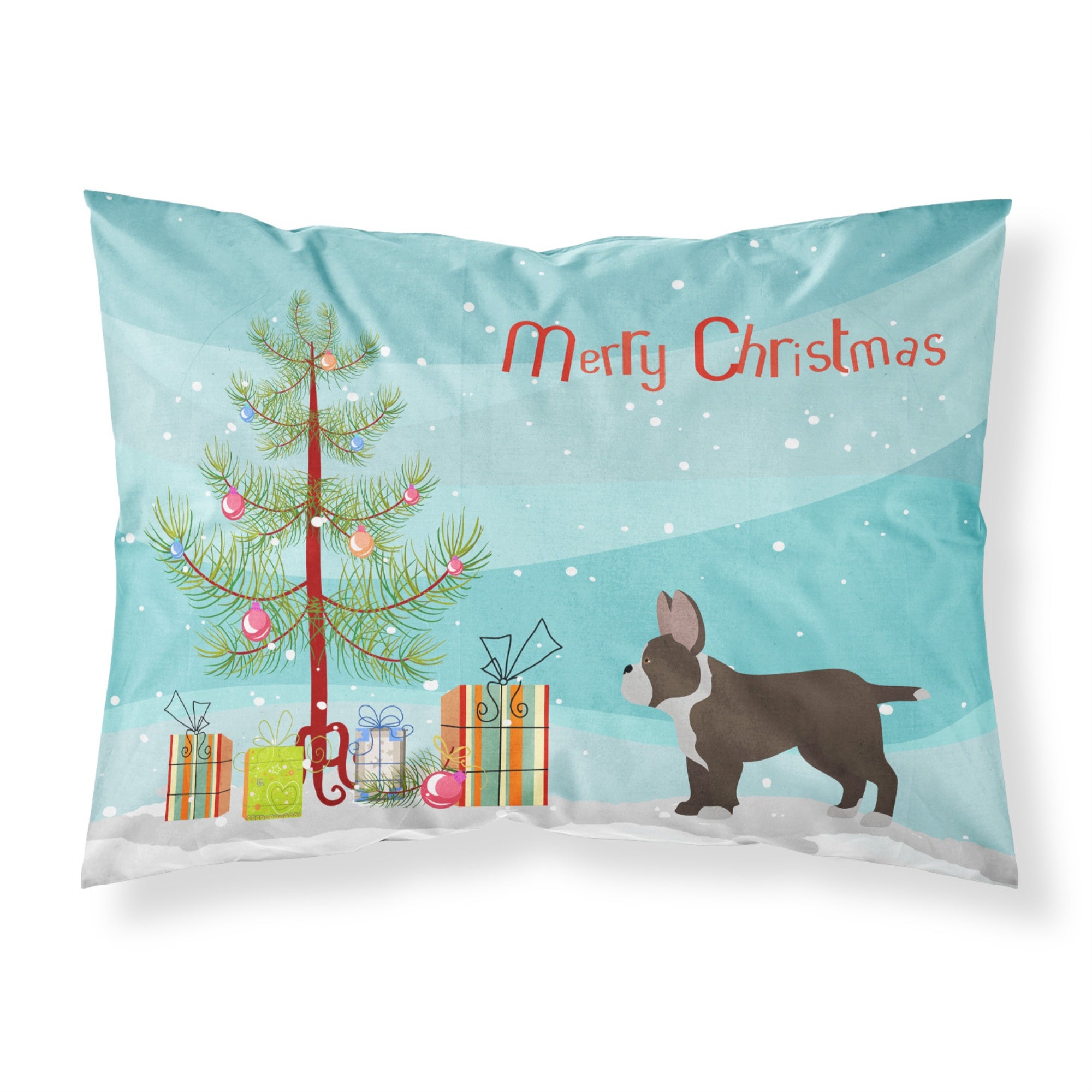 'Caroline'S Treasures Black French Bulldog Pit Bull Mix Christmas Tree Fabric Standard Pillowcases, Multicolor'