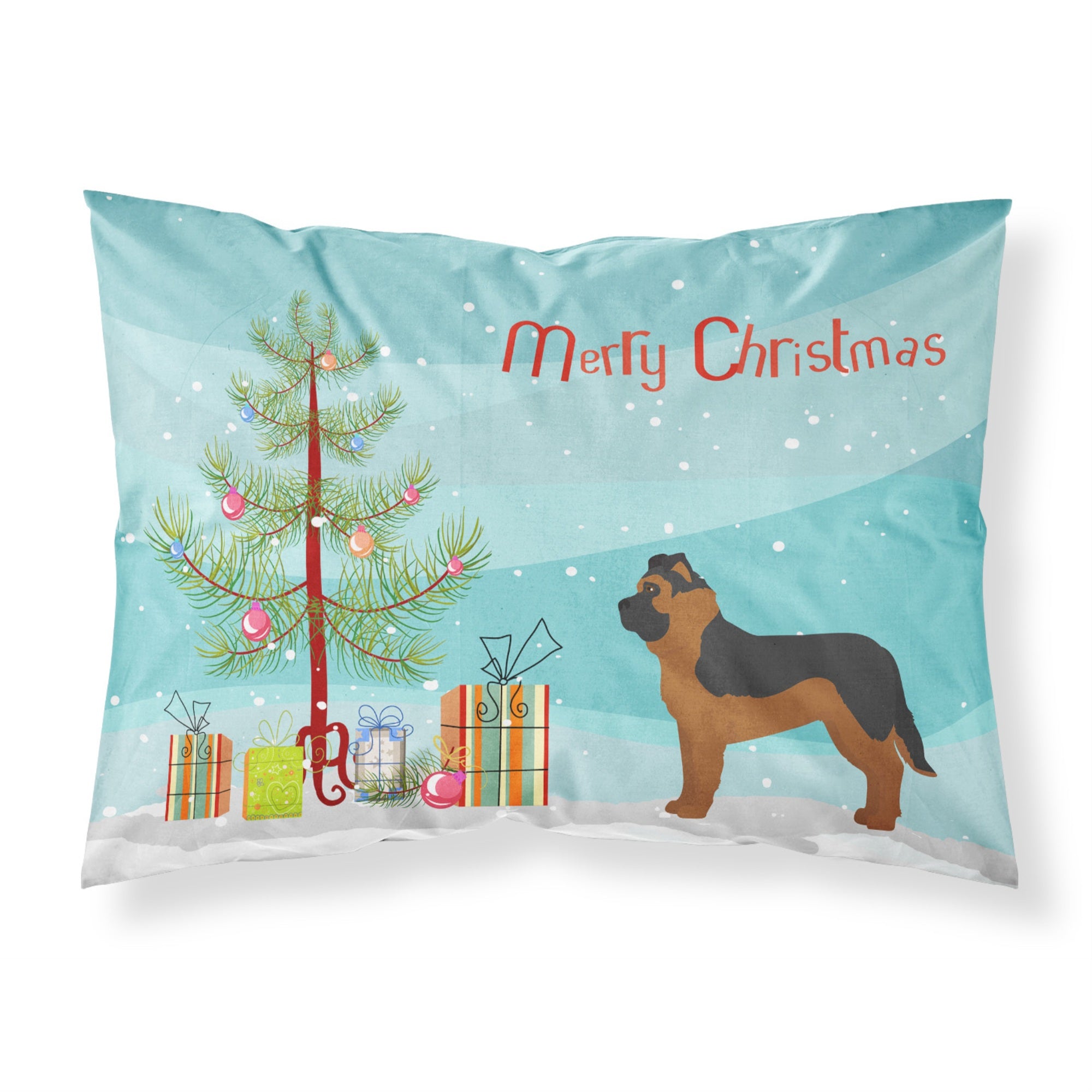 'Caroline'S Treasures Black German Shepherd Mastiff Mix Christmas Tree Fabric Standard Pillowcases, Multicolor'