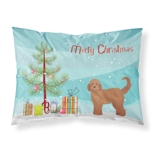 'Caroline'S Treasures Tan Goldendoodle Christmas Tree Fabric Standard Pillowcases, Multicolor'