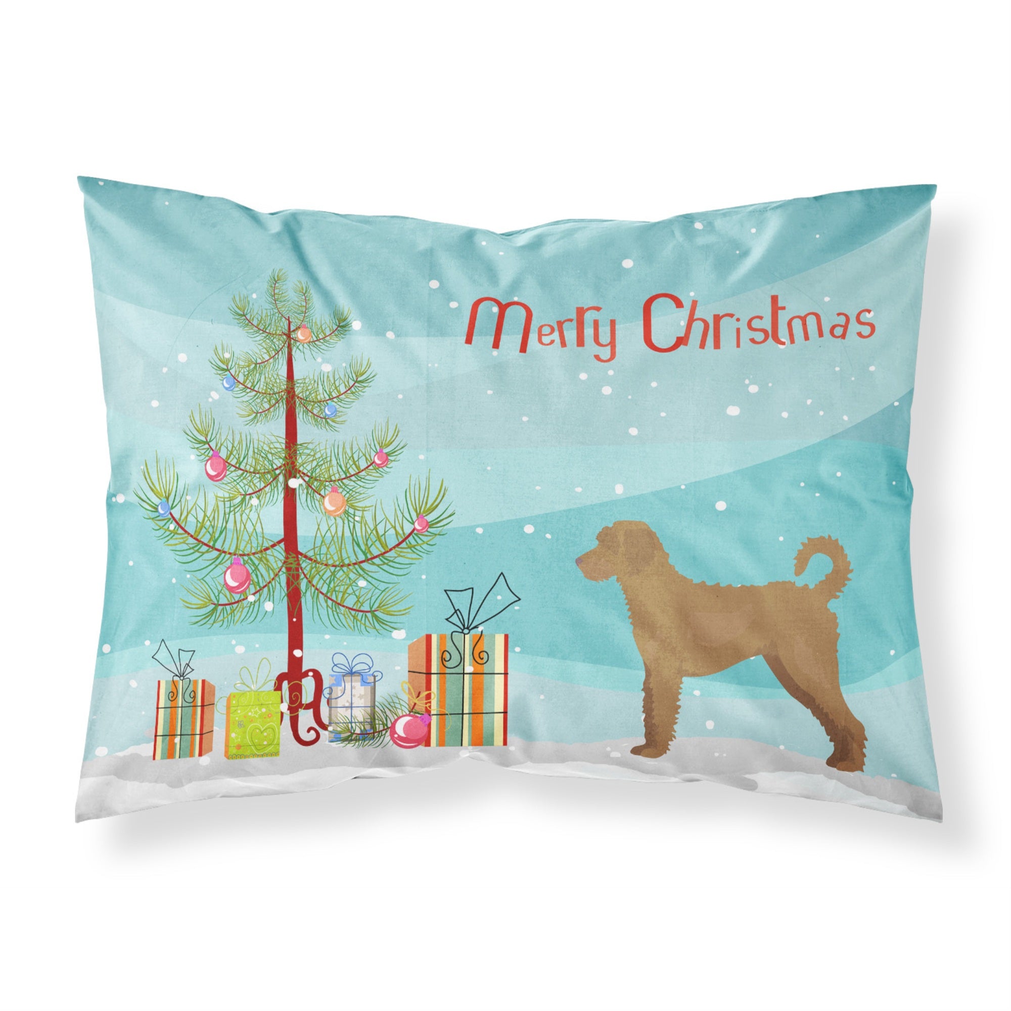 'Caroline'S Treasures Tan Labradoodle Christmas Tree Fabric Standard Pillowcases, Multicolor'