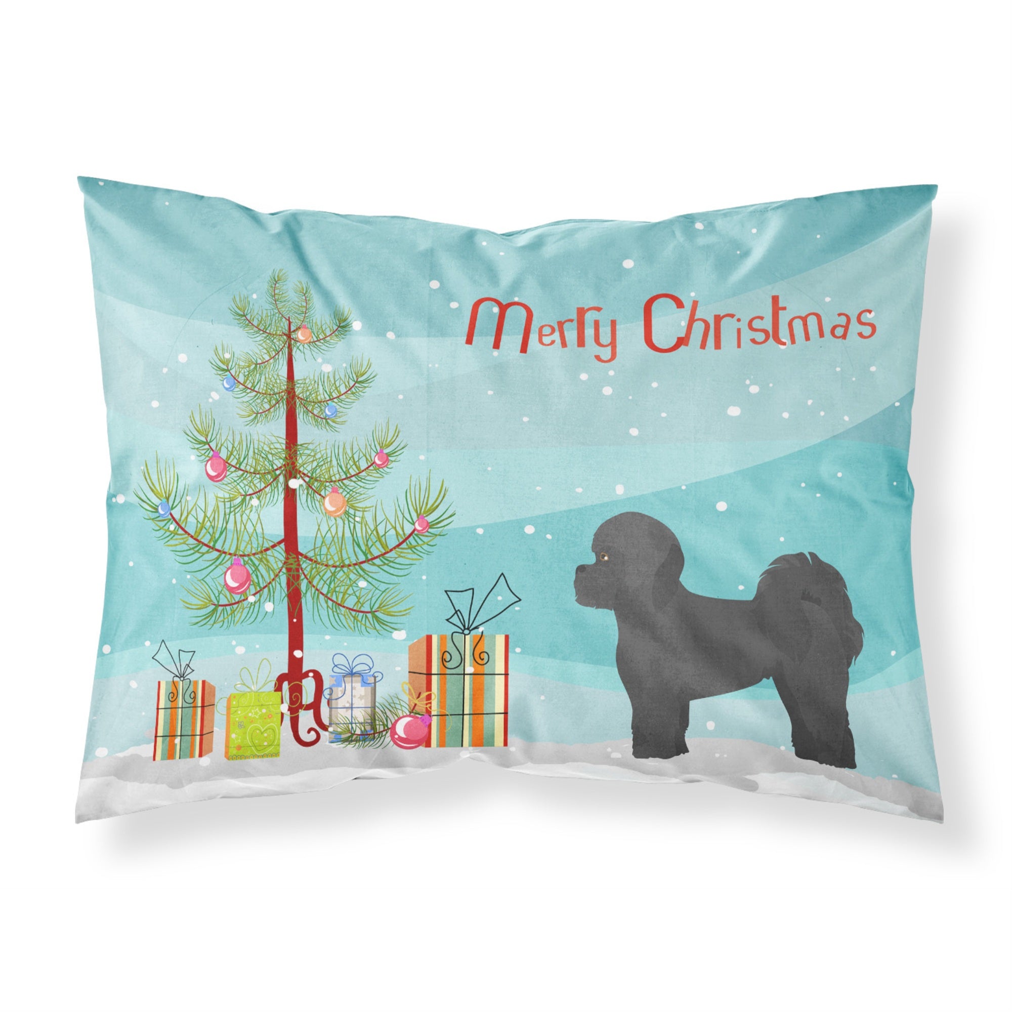 'Caroline'S Treasures Black Mal-Shi Christmas Tree Fabric Standard Pillowcases, Multicolor'