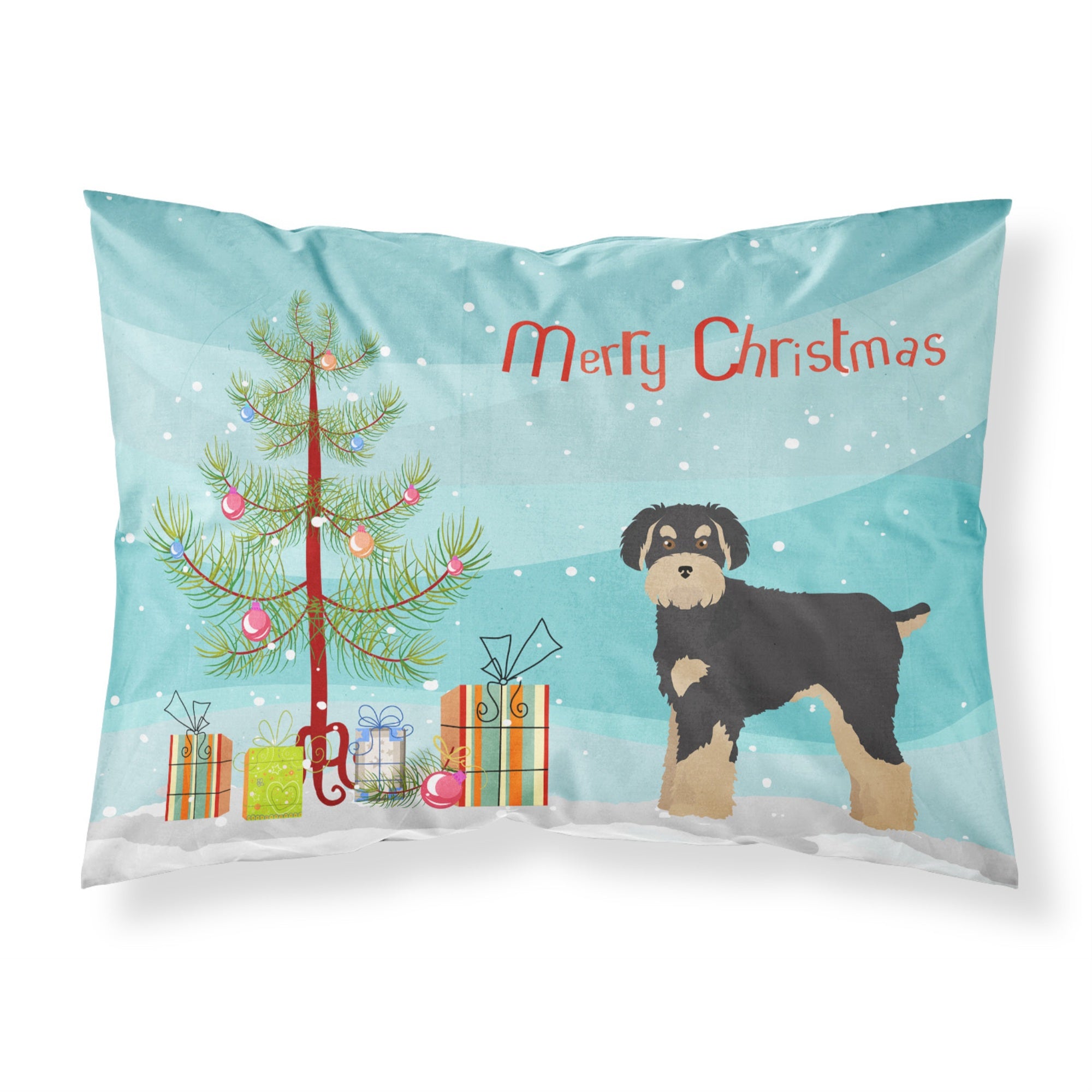 'Caroline'S Treasures Schnoodle Christmas Tree Fabric Standard Pillowcases, Multicolor'