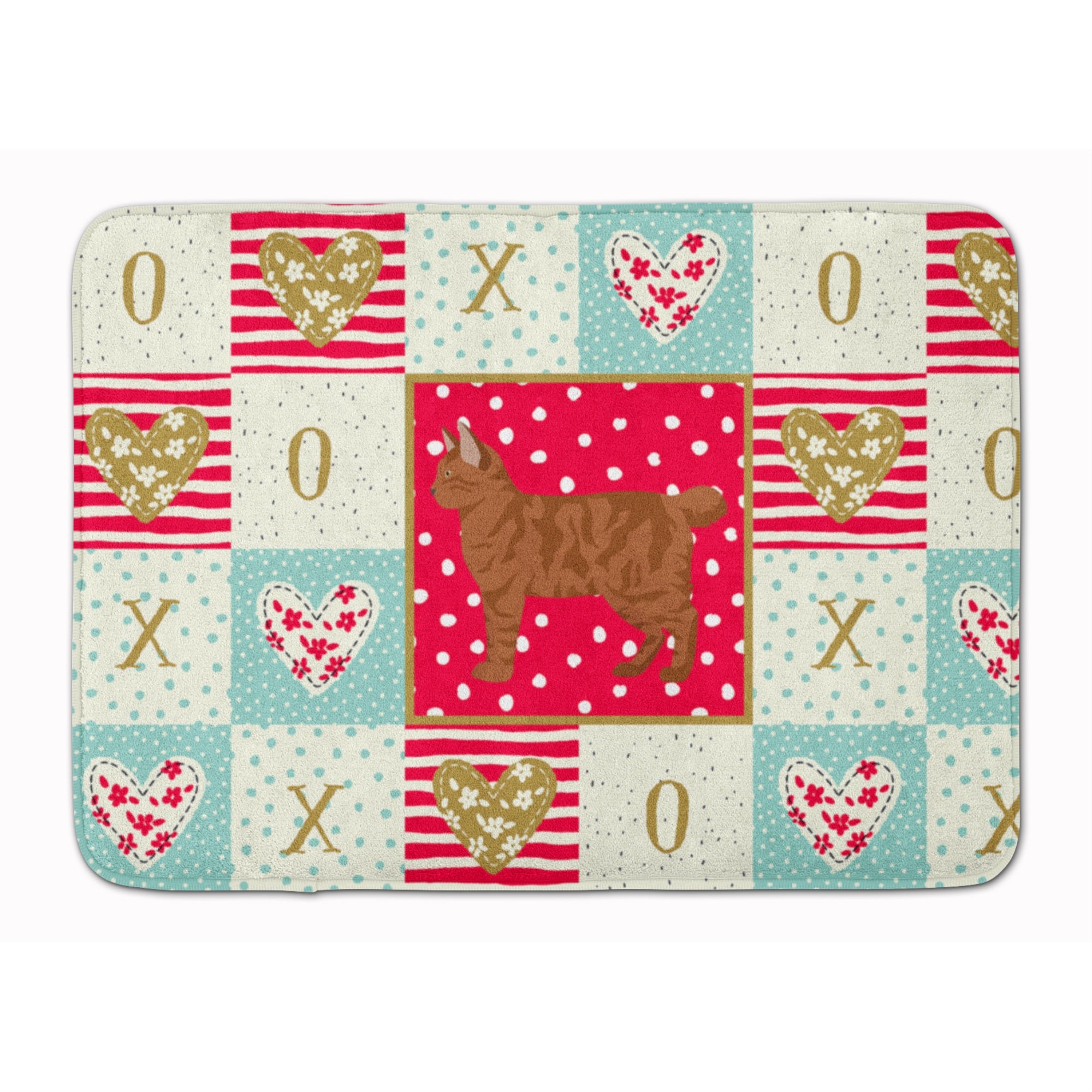 Carolines Treasures American Bobtail #2 Cat Love Machine Washable Memory Foam Mat doormats, Multicolor