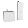 Belmont 2 Piece Kitchen Set, Napoles Utility Sink + Della 60 Pantry, White