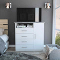 TUHOME Peru 4 Drawer Dresser, Four Drawers, One-Door Cabinet, One Open Shelf, Countertop, White, For Bedroom