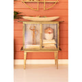 ANTIQUE BRASS AND GLASS TWO DOOR CABINET