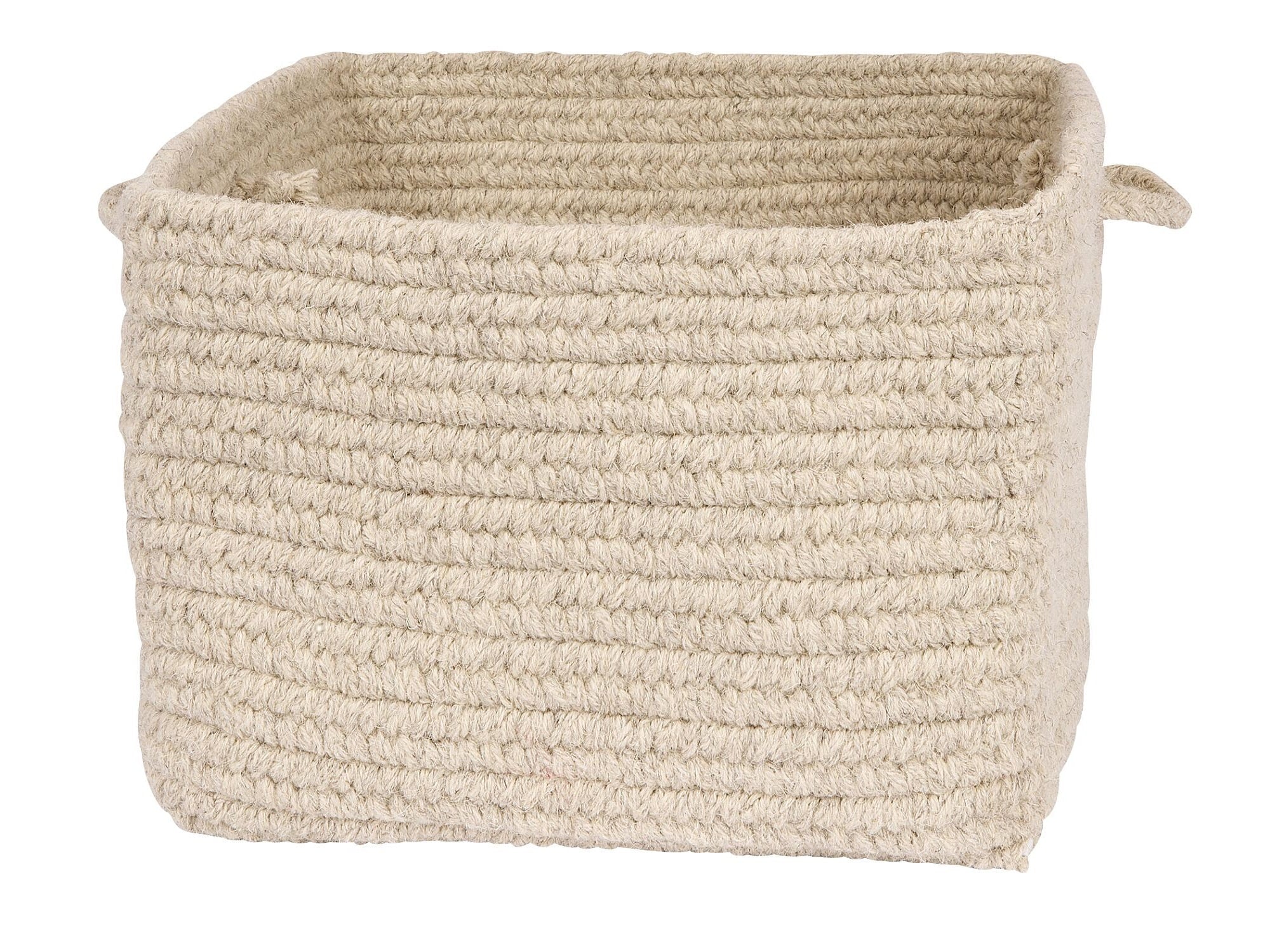 Colonial Mills Chunky Natural Wool Square Basket, 18 By 12-Inch, Light Gray