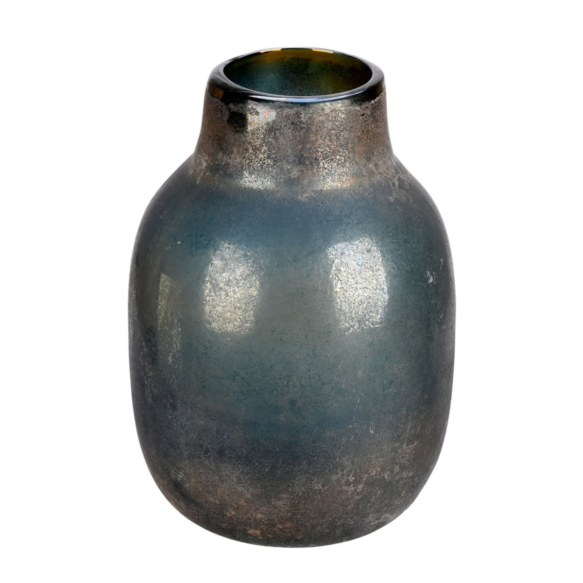 13 Inch  Slate Gray Round Glass Vase