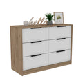TUHOME Kaia 4 Drawers Dresser, Countertop, Four Drawer Dresser, White/Pine, For Bedroom
