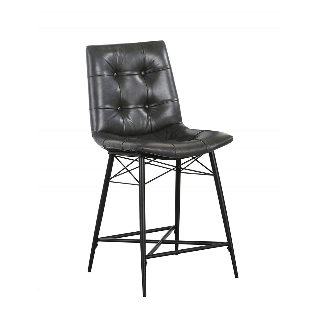 Upholstered Tufted Counter Height Stools Grey (Set of 2)