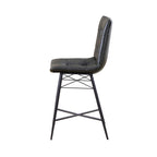 Upholstered Tufted Counter Height Stools Grey (Set of 2)
