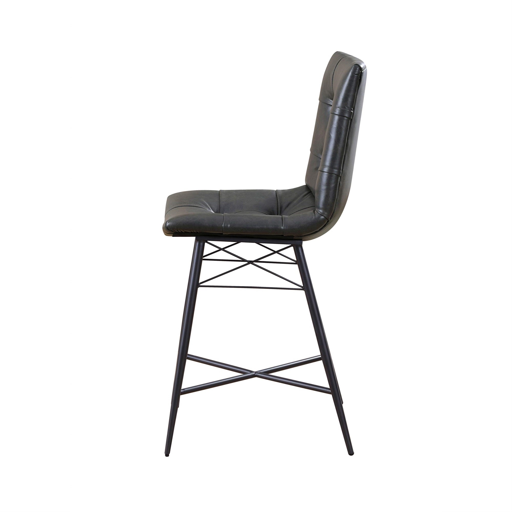 Upholstered Tufted Counter Height Stools Grey (Set of 2)