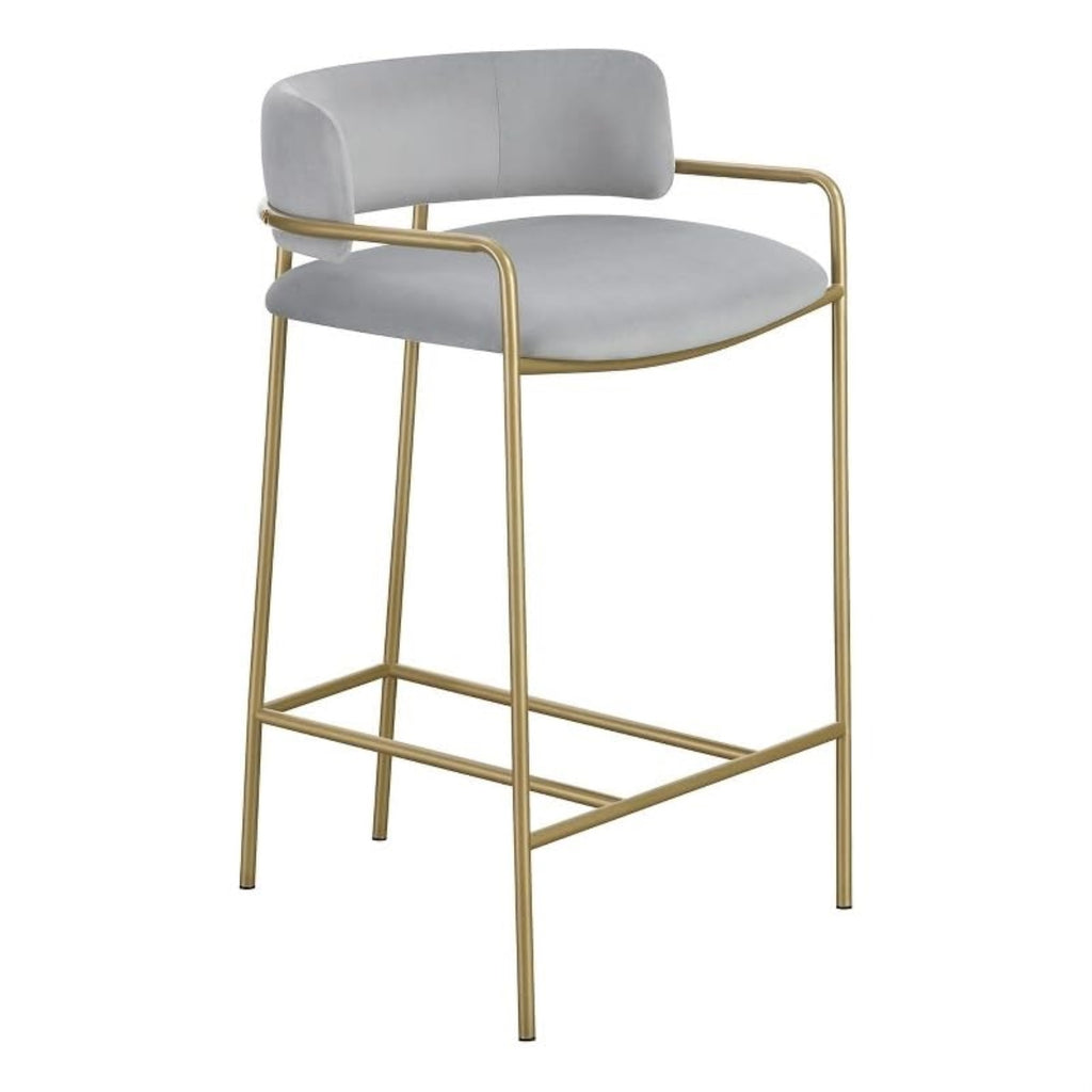 Coaster Comstock Velvet Upholstered Low Back Counter Height Stool Gray and Gold