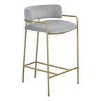 Coaster Comstock Velvet Upholstered Low Back Counter Height Stool Gray and Gold