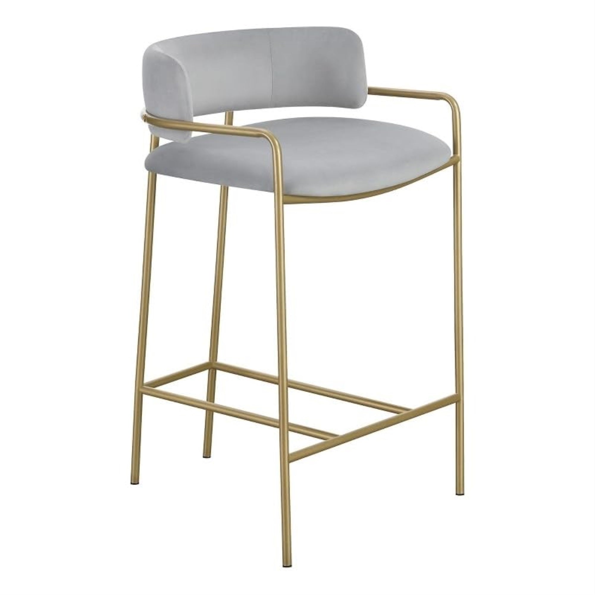 Coaster Comstock Velvet Upholstered Low Back Counter Height Stool Gray and Gold