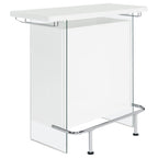 Coaster Home Furnishings Acosta Rectangular Bar Unit with Footrest and Glass Side Panels, White