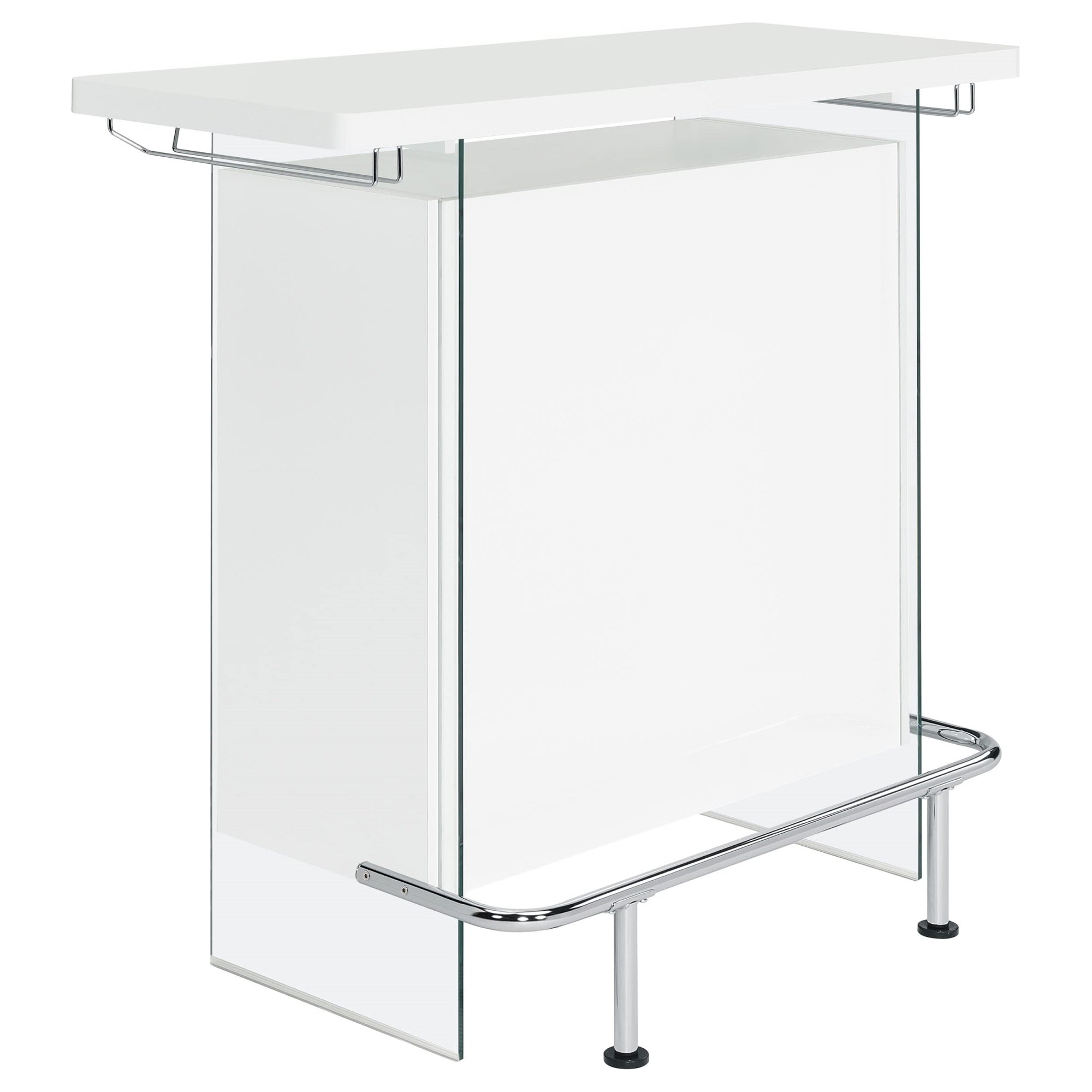 Coaster Home Furnishings Acosta Rectangular Bar Unit with Footrest and Glass Side Panels, White
