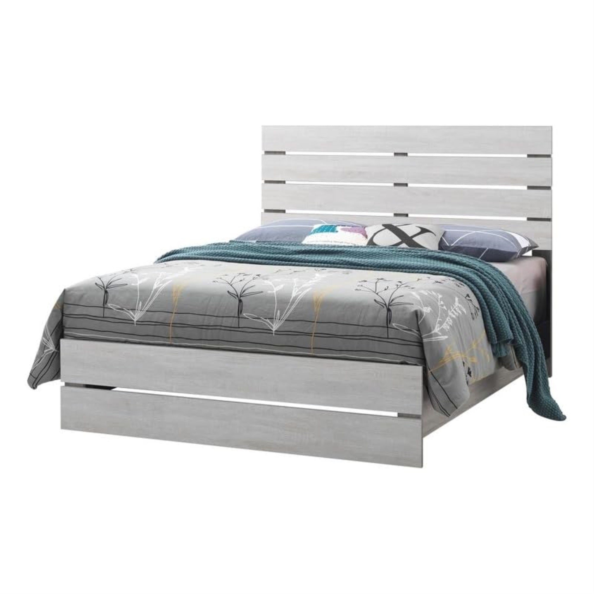 Coaster Home Furnishings Brantford Farmhouse Wood Eastern King Size Panel Bed Frame 52-inch Headboard Coastal White 207051KE
